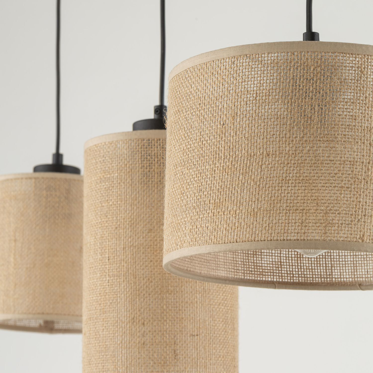 Suspension 3 flammes tissu métal L : 79 cm E27 Boho