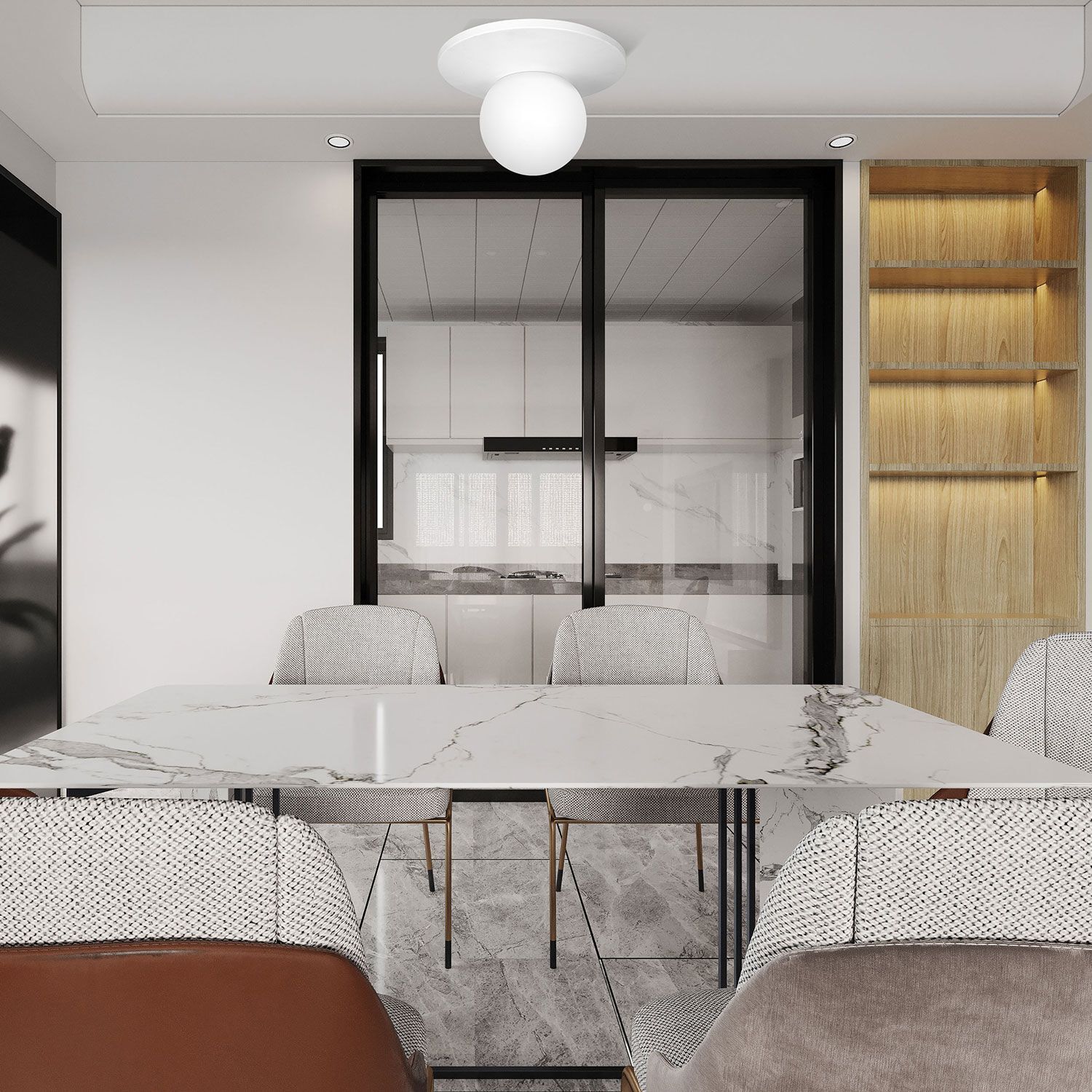 Deckenleuchte Glas Metall Weiß Ø29 cm E14 blendarm Tabelle, Tischplatte, Innenarchitektur, Esstisch, Esszimmer