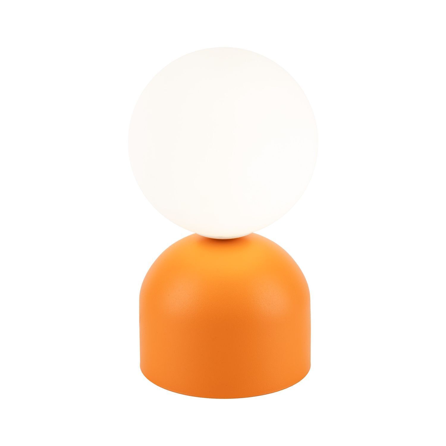 Tischleuchte Orange Weiß Metall Glas H: 21 cm klein G9 Ballon, Lampe