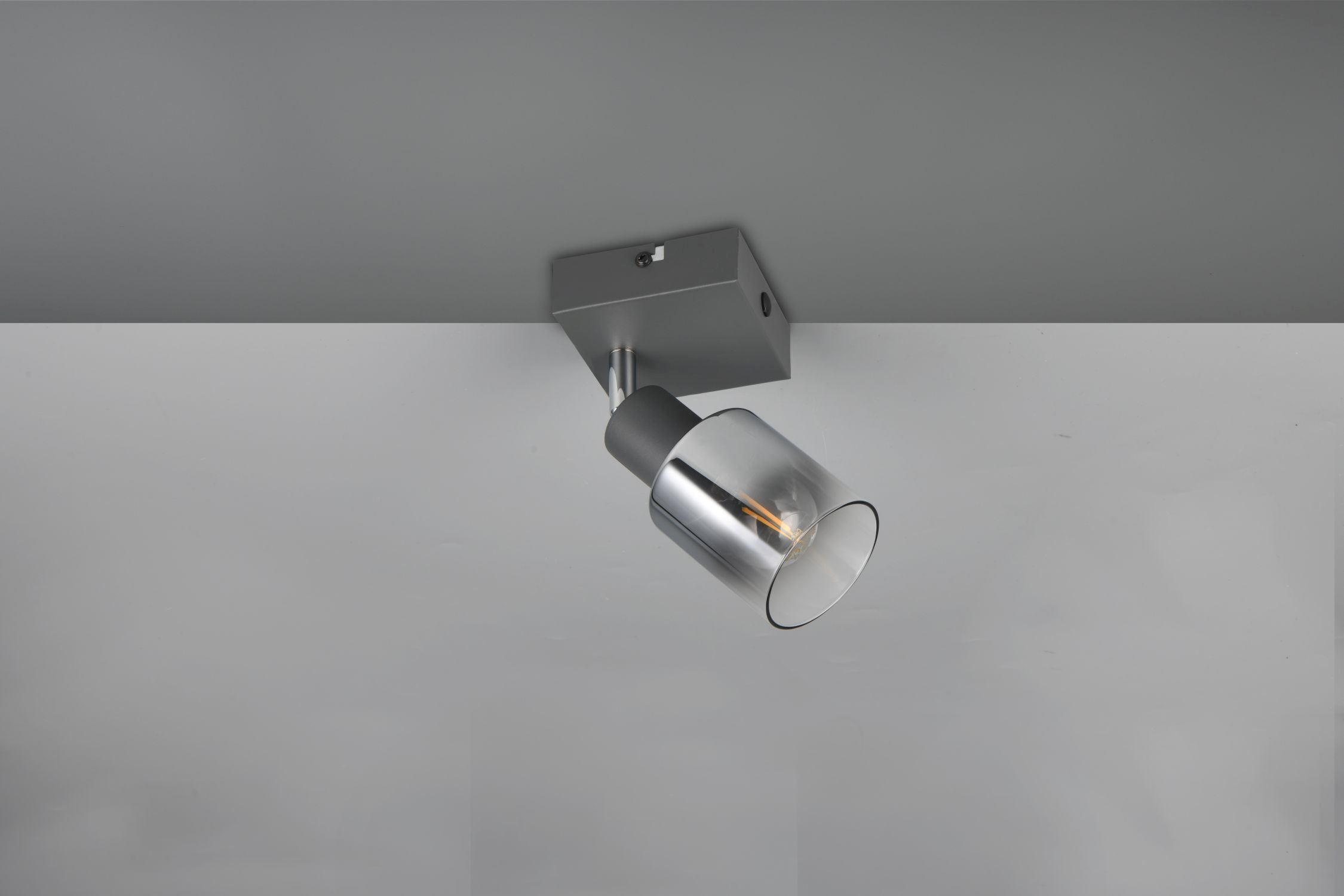 Beweglicher Wandstrahler Rauchglas Metall E14 T:15 cm Beleuchtung