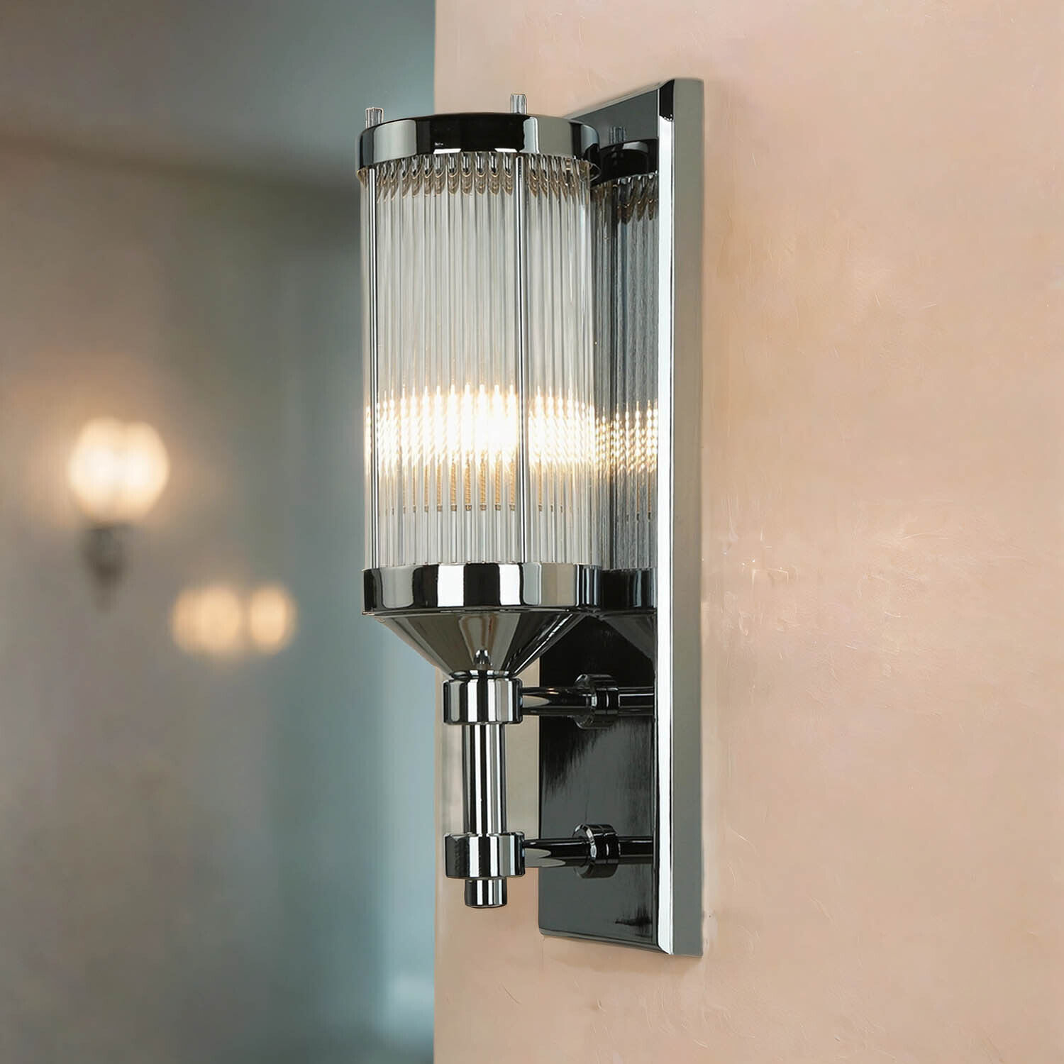 Bad Wandlampe in Chrom IP44 Design Leuchte ERVA Leuchte, Badezimmer, Drinnen, Zimmer, Duscharmatur