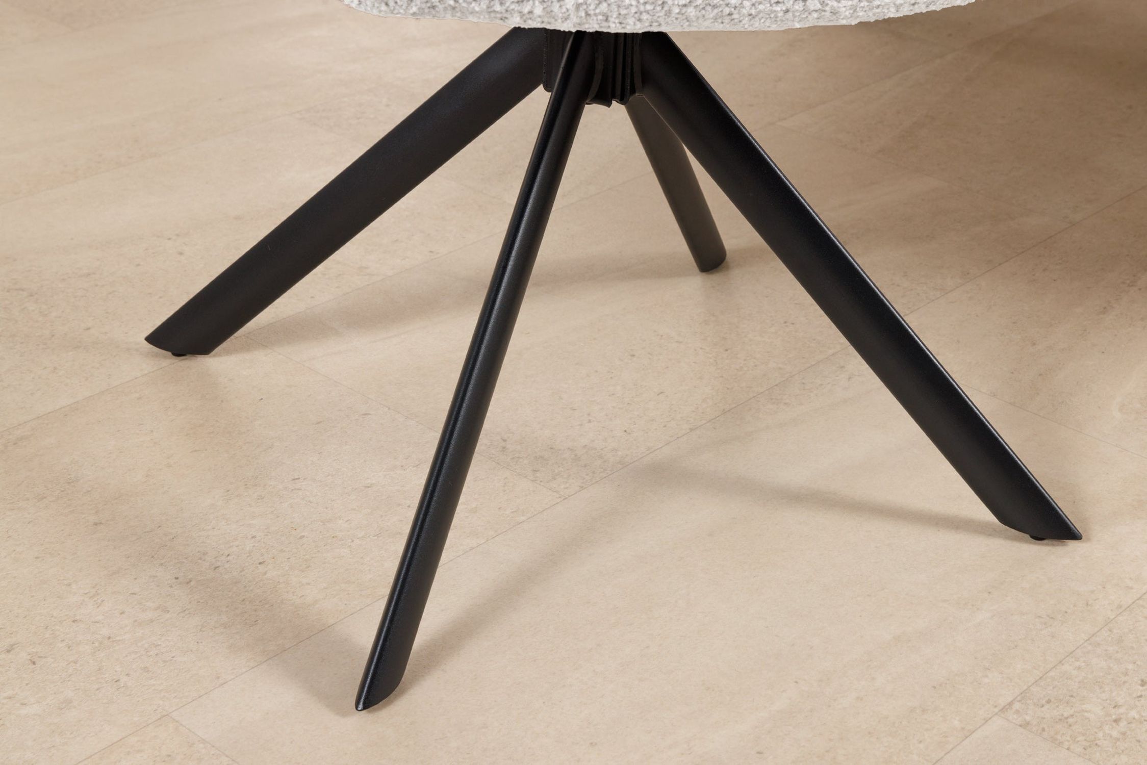 Drehstuhl Weiß Bouclé Metall Retro ohne Rollen SONIA Moebel