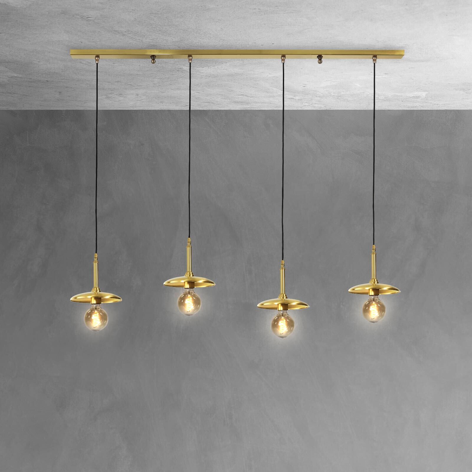 Hängeleuchte 4-flammig in Bronze hell E27 Echt-Messing Leuchter, Lampe, Leuchte