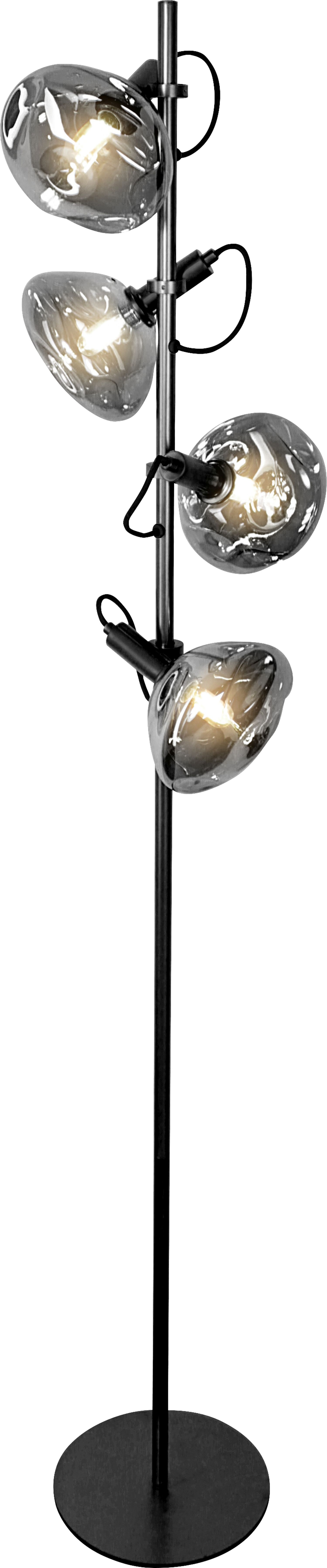 Stehlampe Glas Aluminium in Schwarz Silber 166 cm E14 Beleuchtung, Lampe