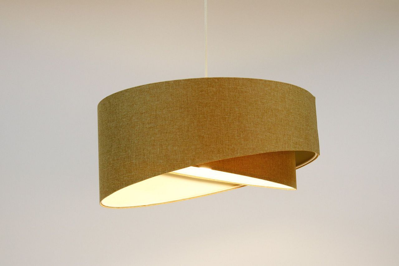 Suspension ronde D : 50 cm E27 Beige Tissu Abat-jour Boho