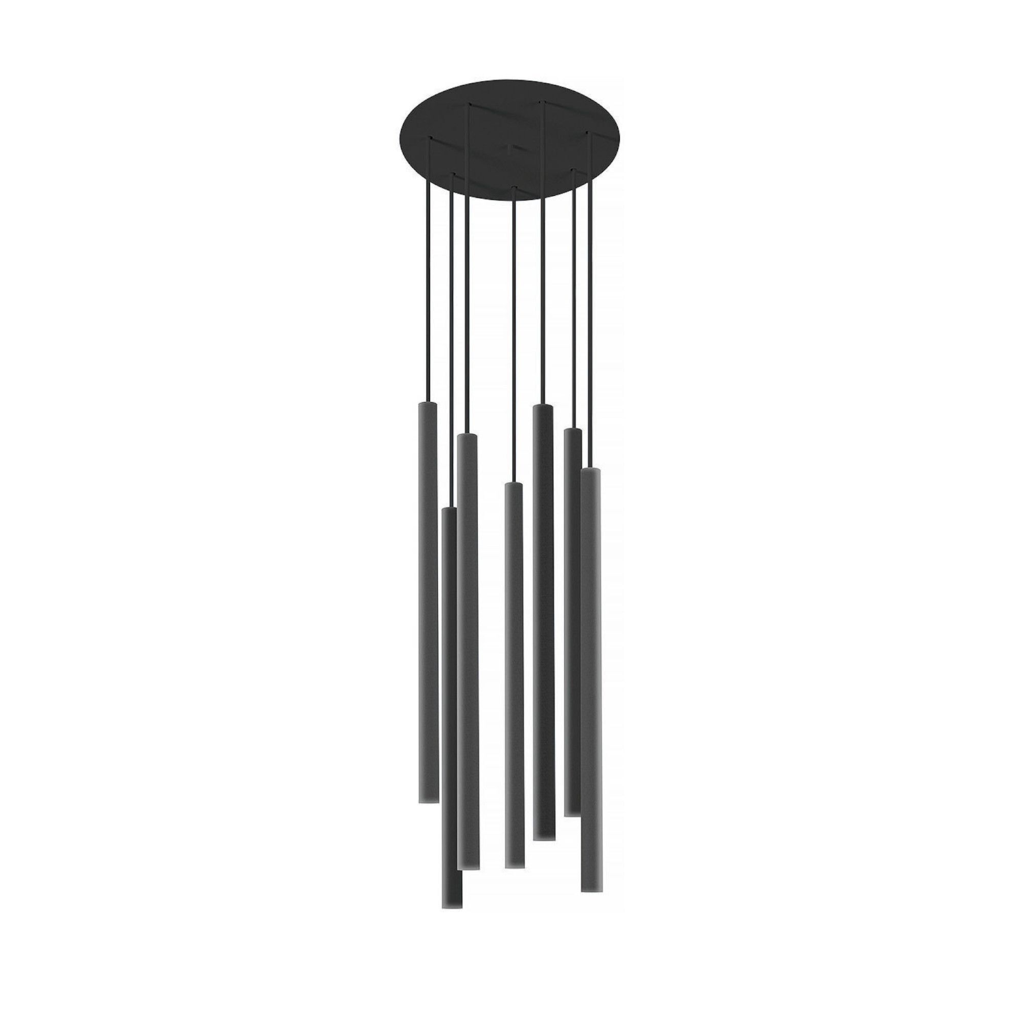 Pendelleuchte Schwarz 7-flmg Esstisch Lampe CULT Lampenpendel, Hängeleuchte, Schwarz, Moderne Leuchte, Kette mit Stäben