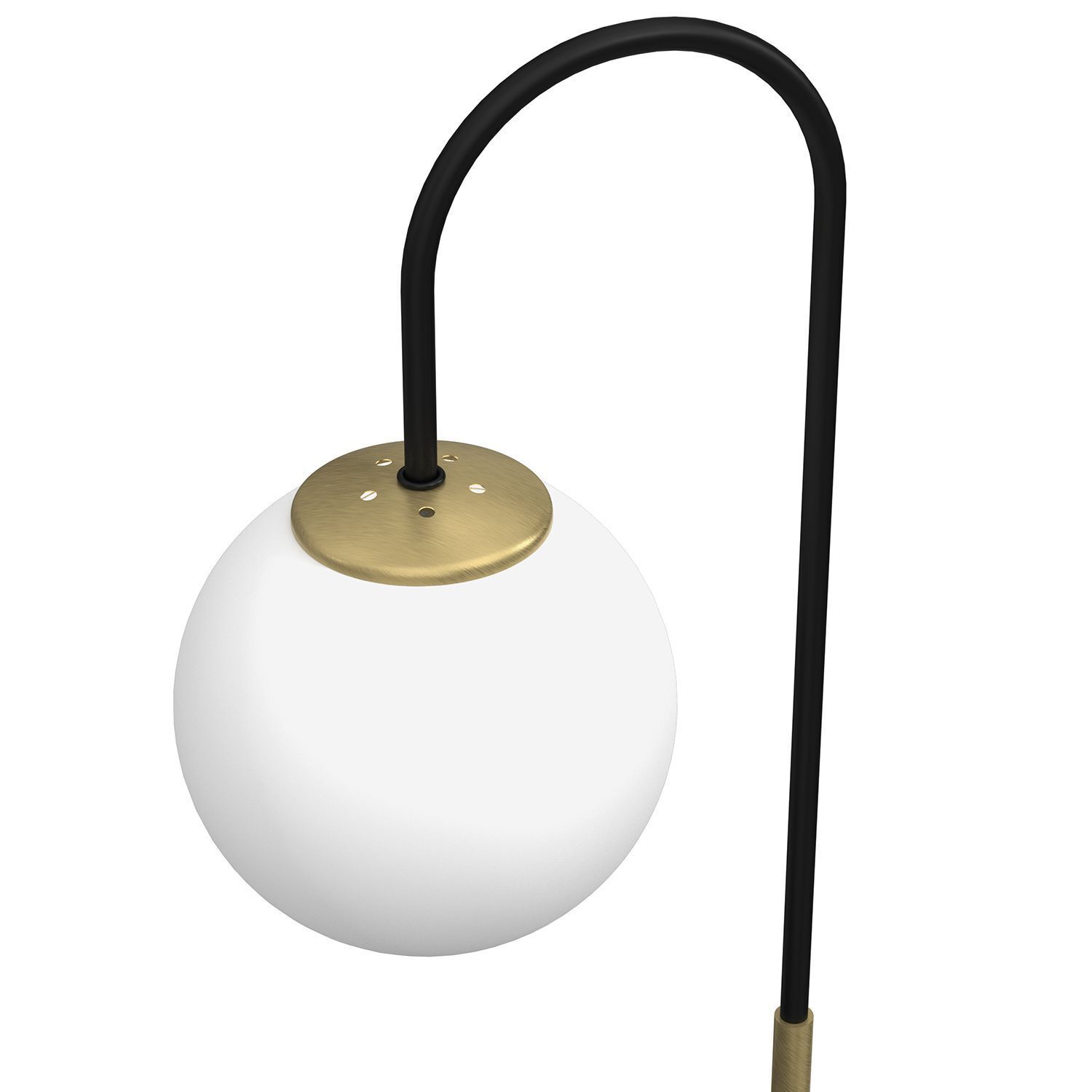 Nachttischlampe Metall Glas 52 cm Schwarz Weiß Messing