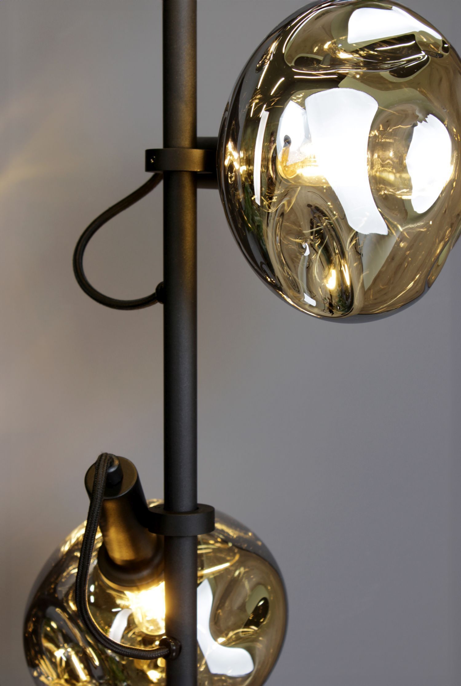 Stehlampe Glas Aluminium in Schwarz Silber 166 cm E14 Beleuchtung, Lampe