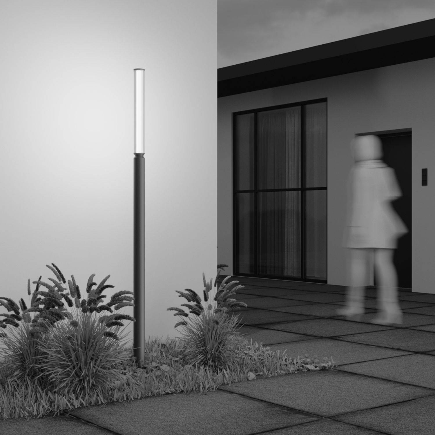 LED Pollerleuchte Aluminium Glas 198,6 cm hoch IP65 Pfad, Person, Fußboden