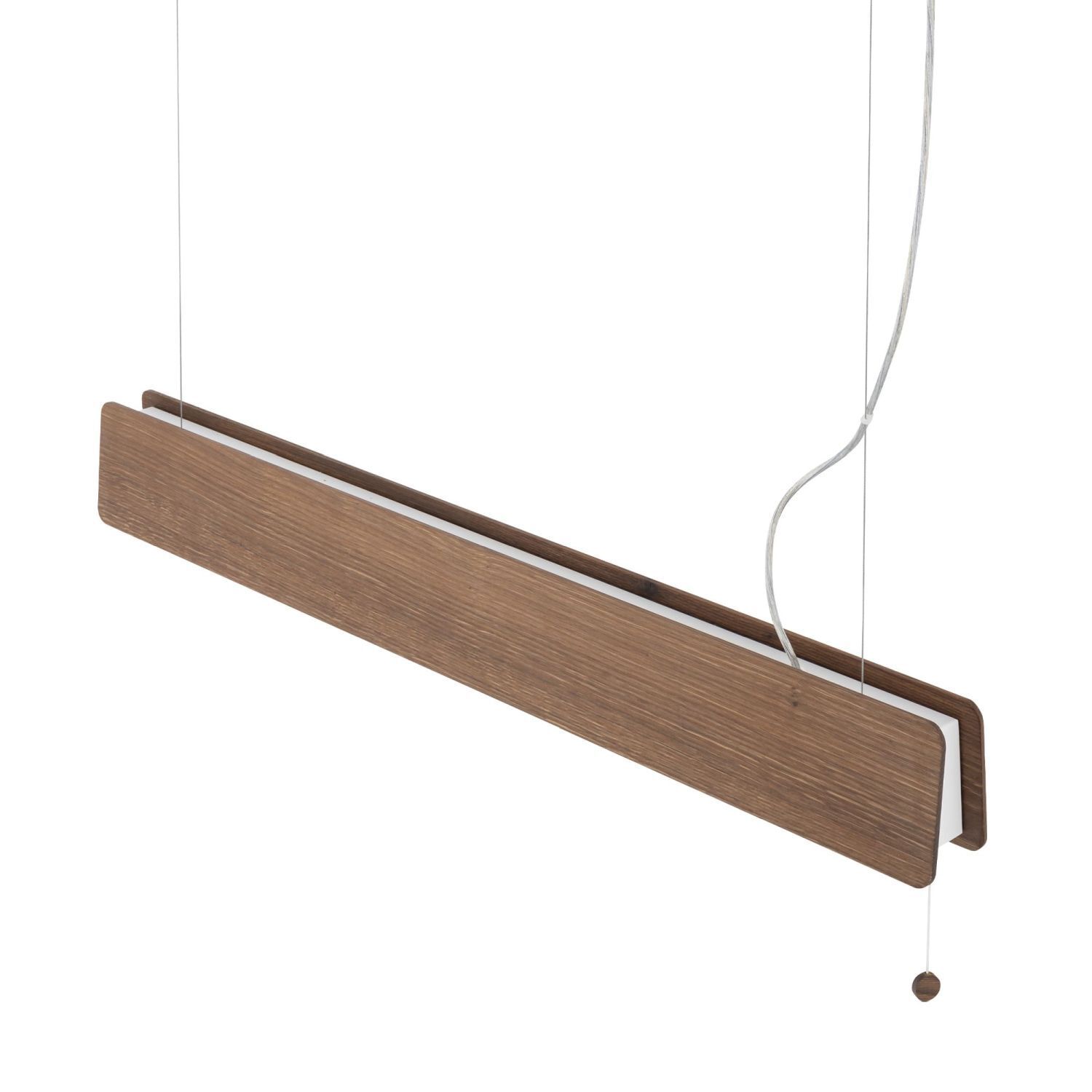 Hängeleuchte Holz Metall inkl. T8 LED 3000 K 2300 lm hängende Lampe, Holzlampe, Holzdekor, Schirmlos, Kordelzug