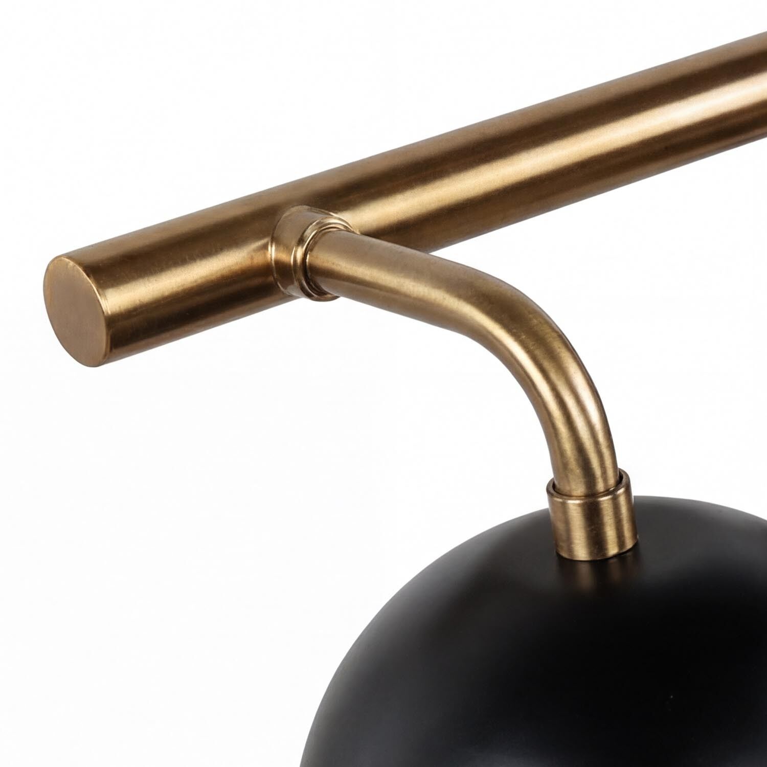 Wandlampe Schwarz Gold groß 4x E14 Metall Loft Design Lampe, Wandmontage, Messing, schwarzer Schirm, gekrümmter Arm