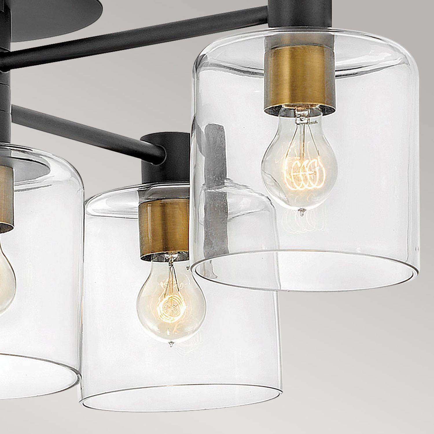 Hängeleuchte, Glühbirne, Glasschirm, Metallrahmen, Kaltweißes Licht