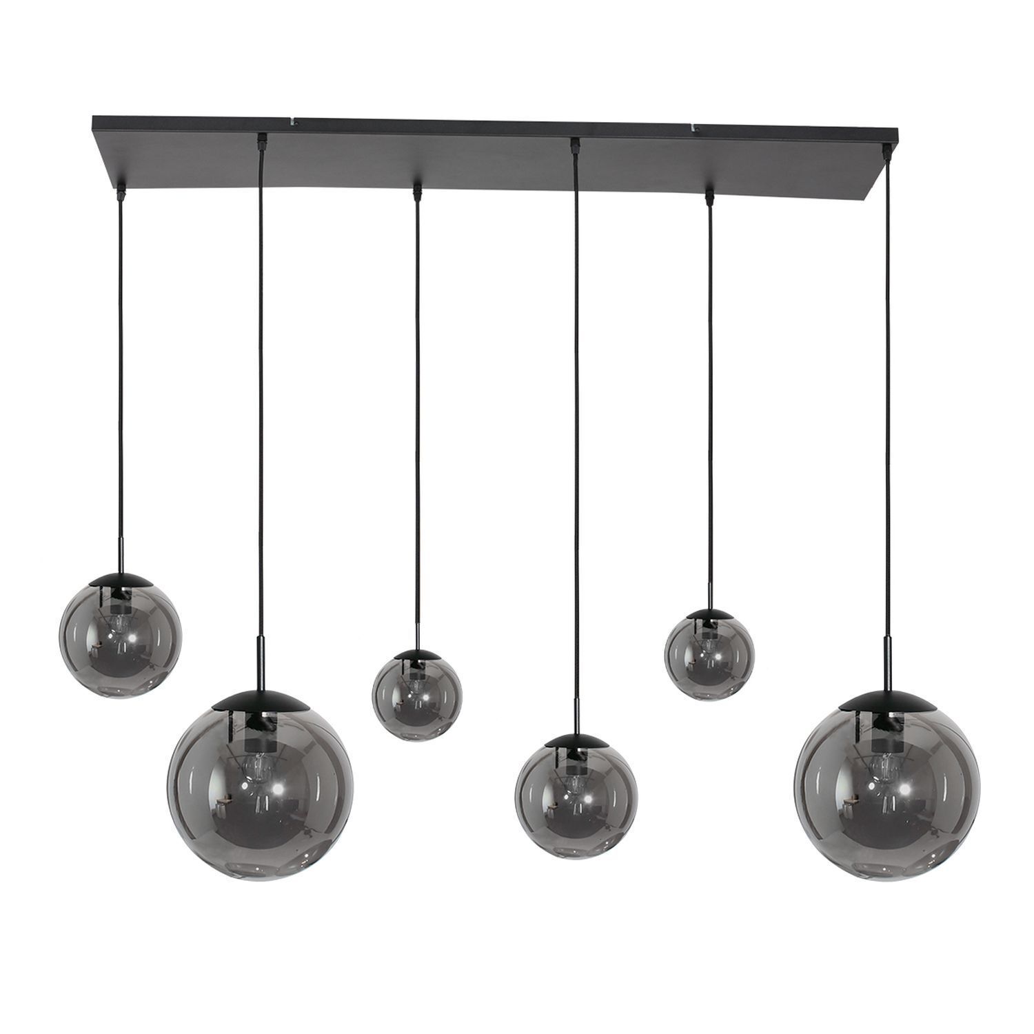 Lampe à suspendre longue en verre gris fumé 120 cm E27 Moderne