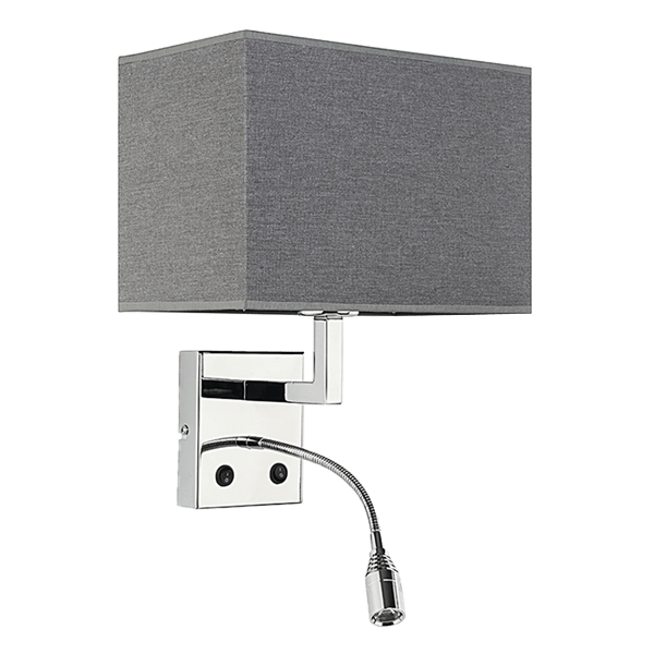 Leselampen Wand Wandleuchte, Wandlampe, Chrom, Metall, Schwarz/Grau