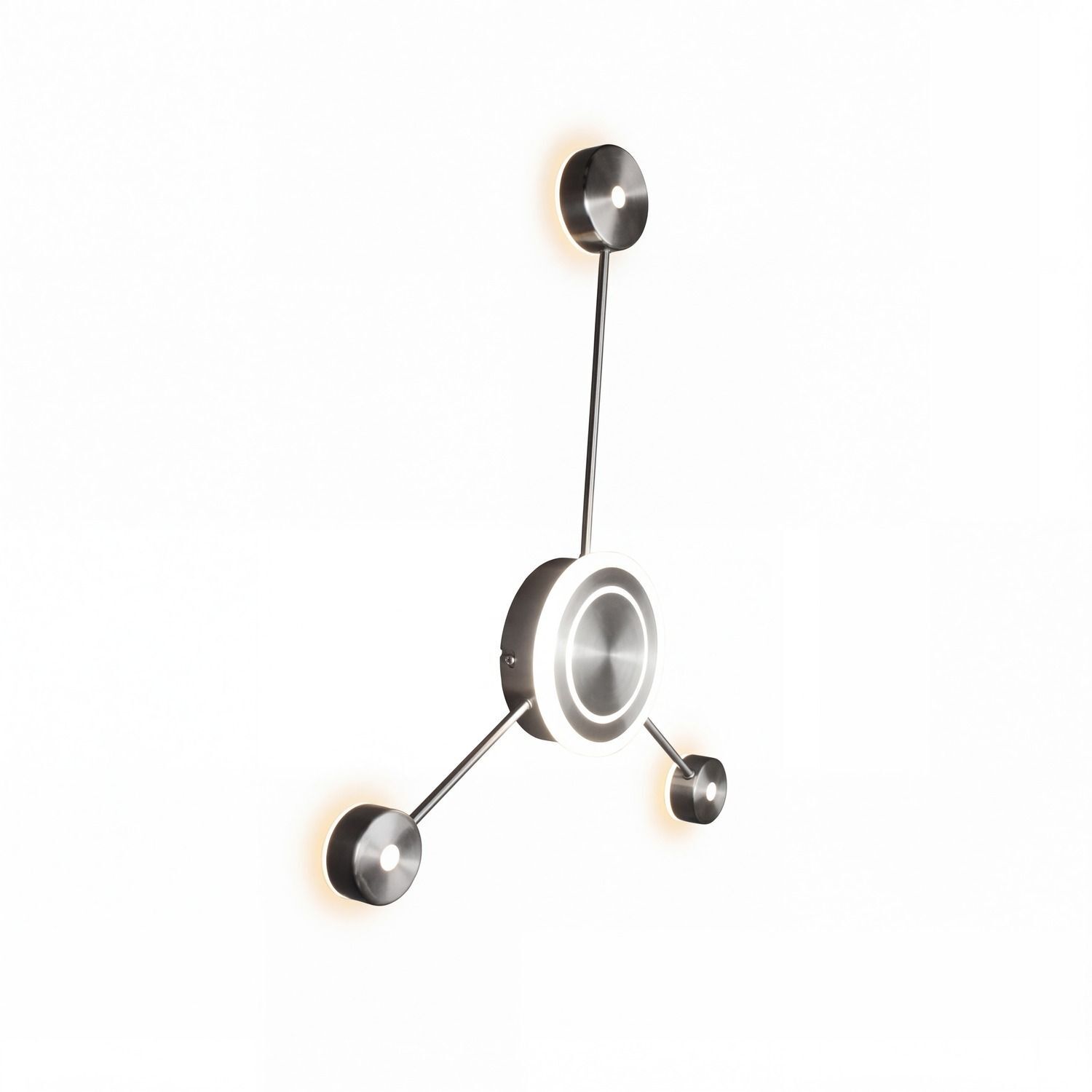 LED Wandlampe indirekt dimmbar in Nickel H:53 cm 3000K Deckenleuchte, Wandlampe, LED-Ring, Metall, 3-arm