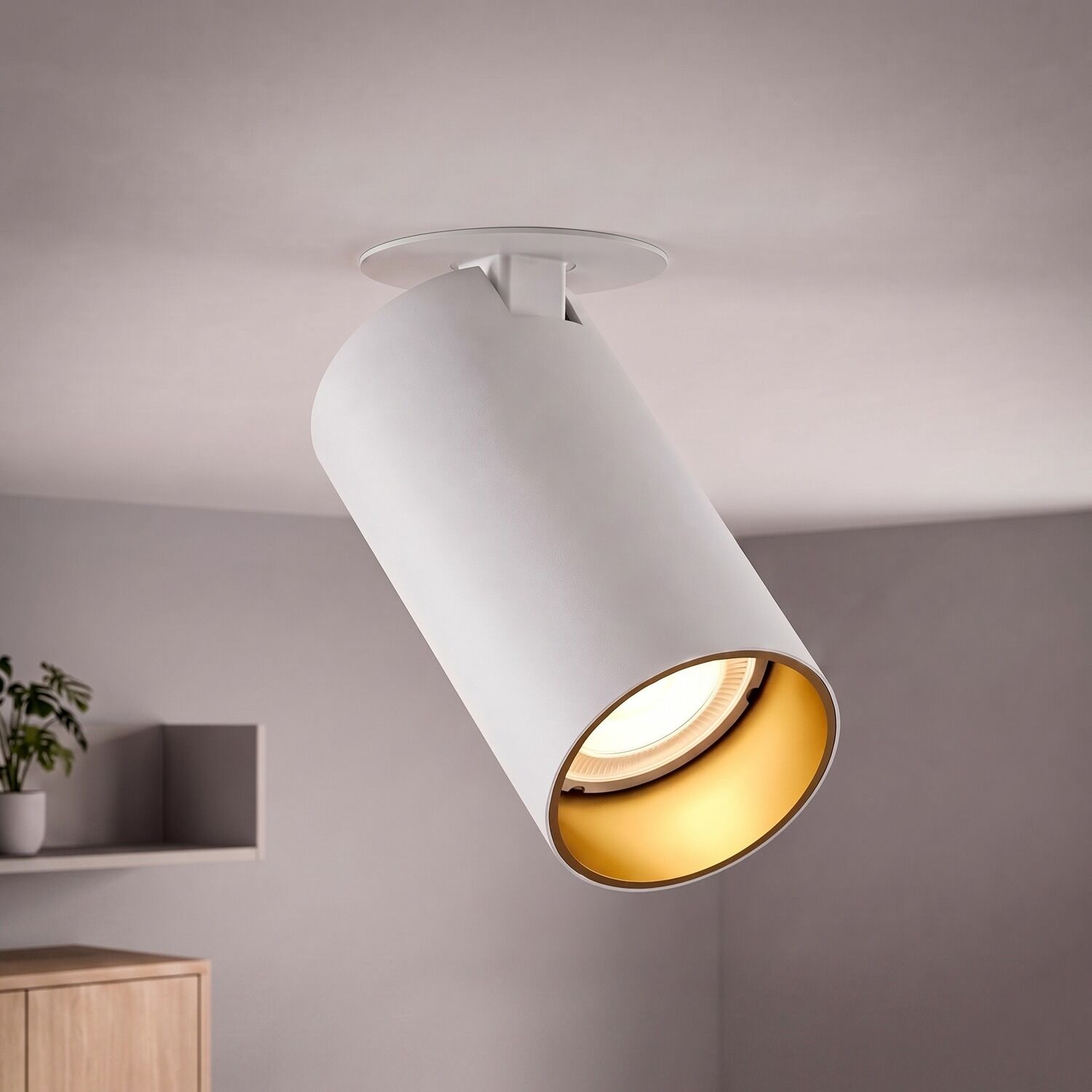 Spotlight, Track light, Weiß, Zylindrisch, Deckenmontage