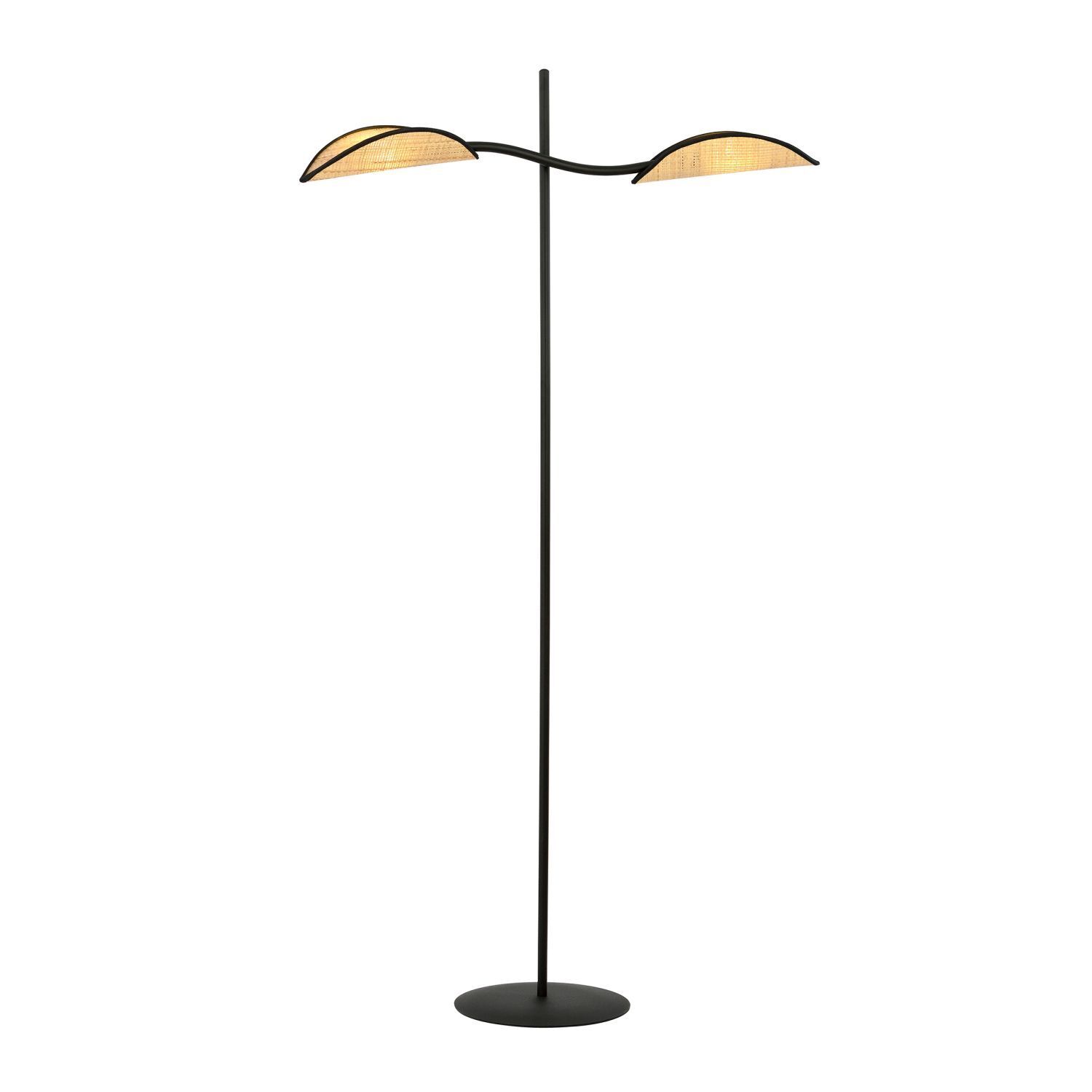 Stehlampe Schwarz Natur 150 cm Metall Rattan Modern drehbar