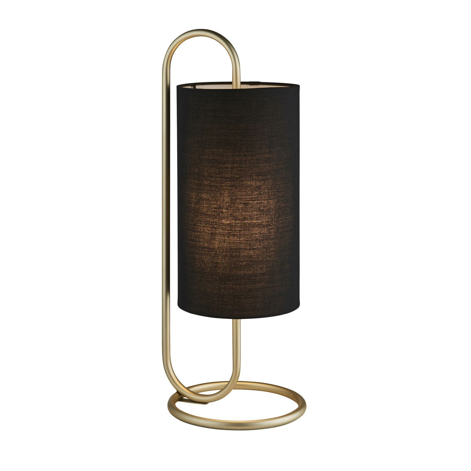 Lampe de table tissu métal 50cm noir laiton antique Moderne E27