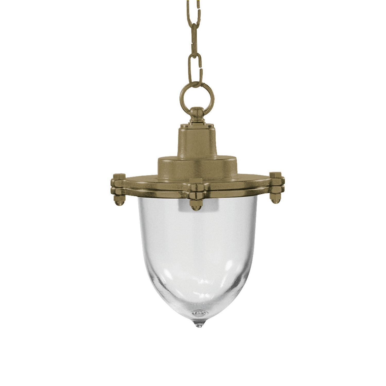 Lampe à suspendre extérieure verre laiton E27 IP44 ronde Ø 19 cm