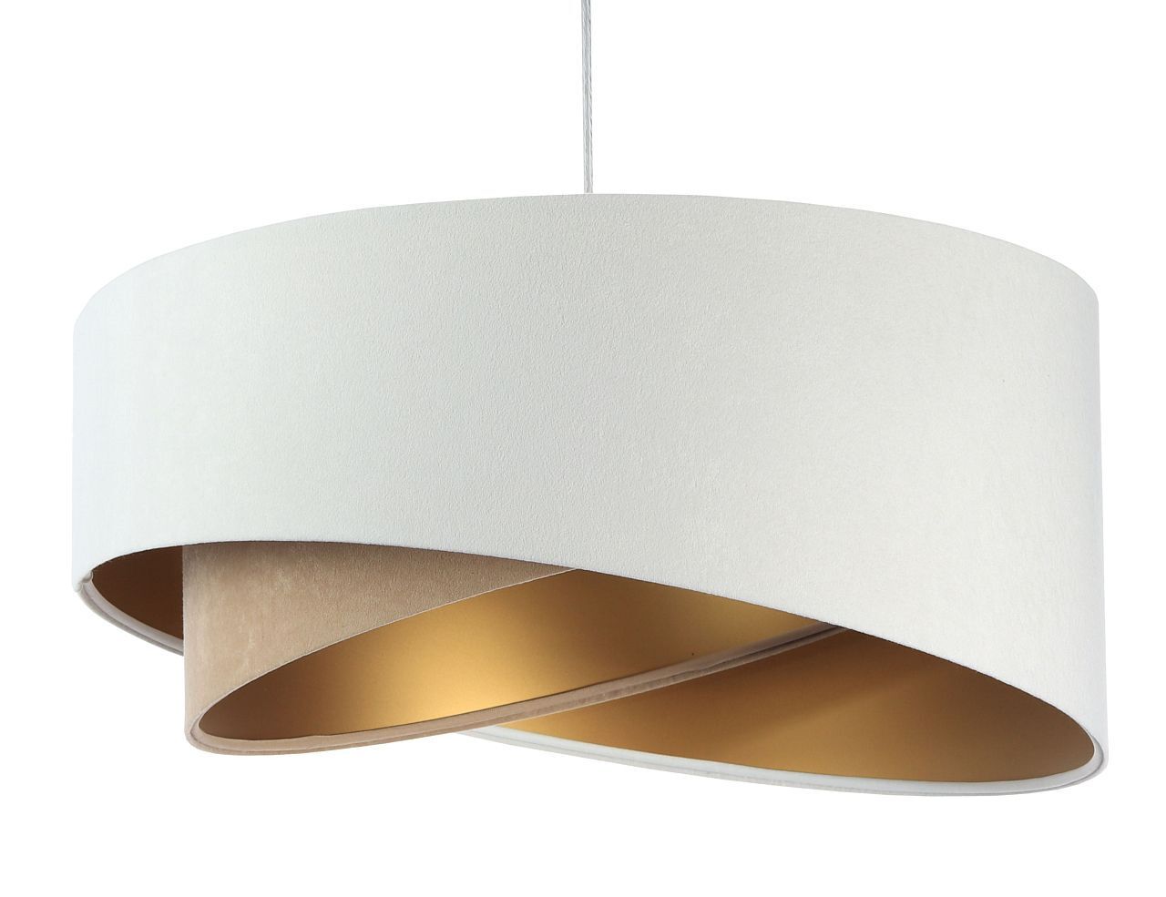 Hängeleuchte Stoff E27 rund Ø 50 cm in Weiß Beige Gold
