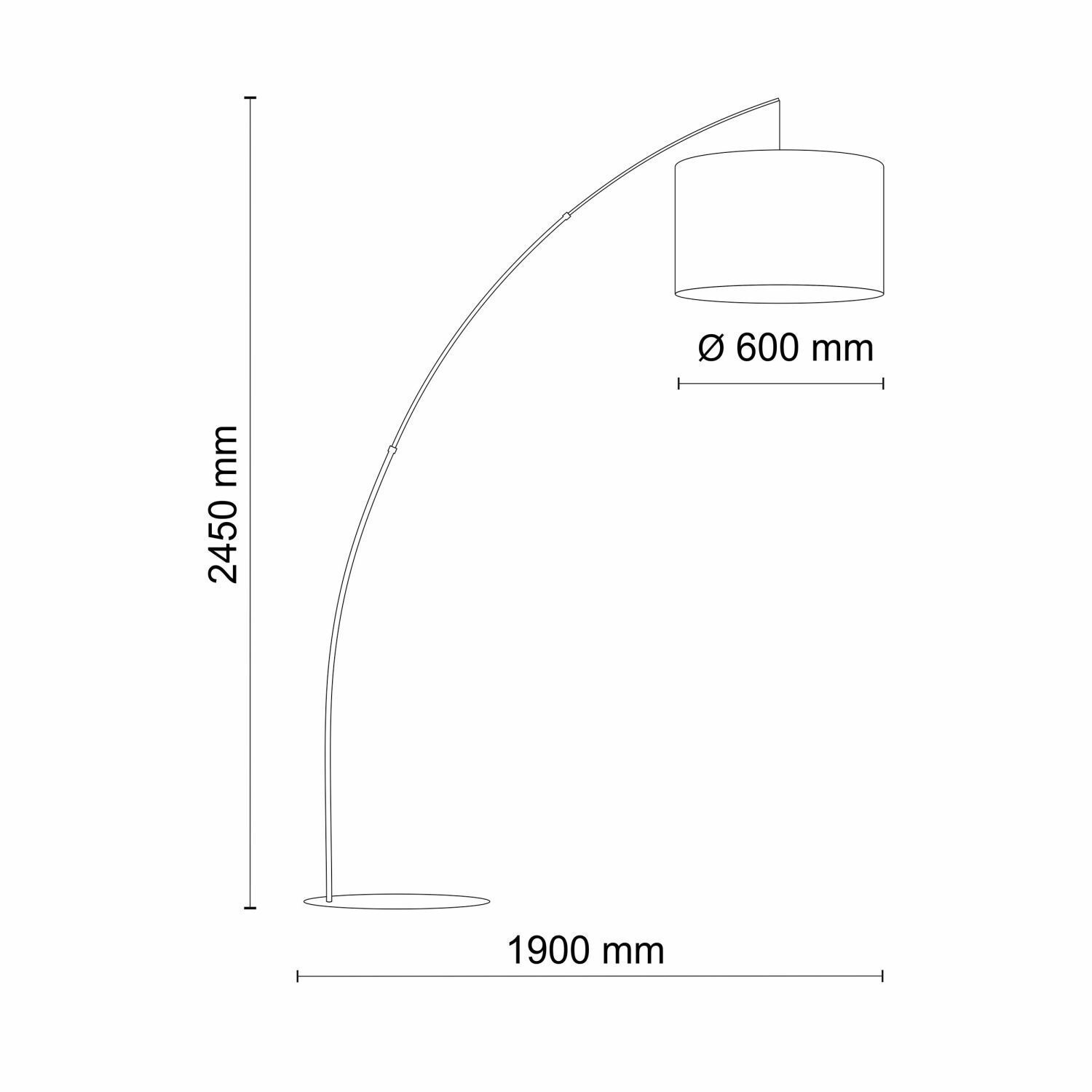 Bogenleuchte Schwarz Metall Stoff 245 cm hoch XXL E27