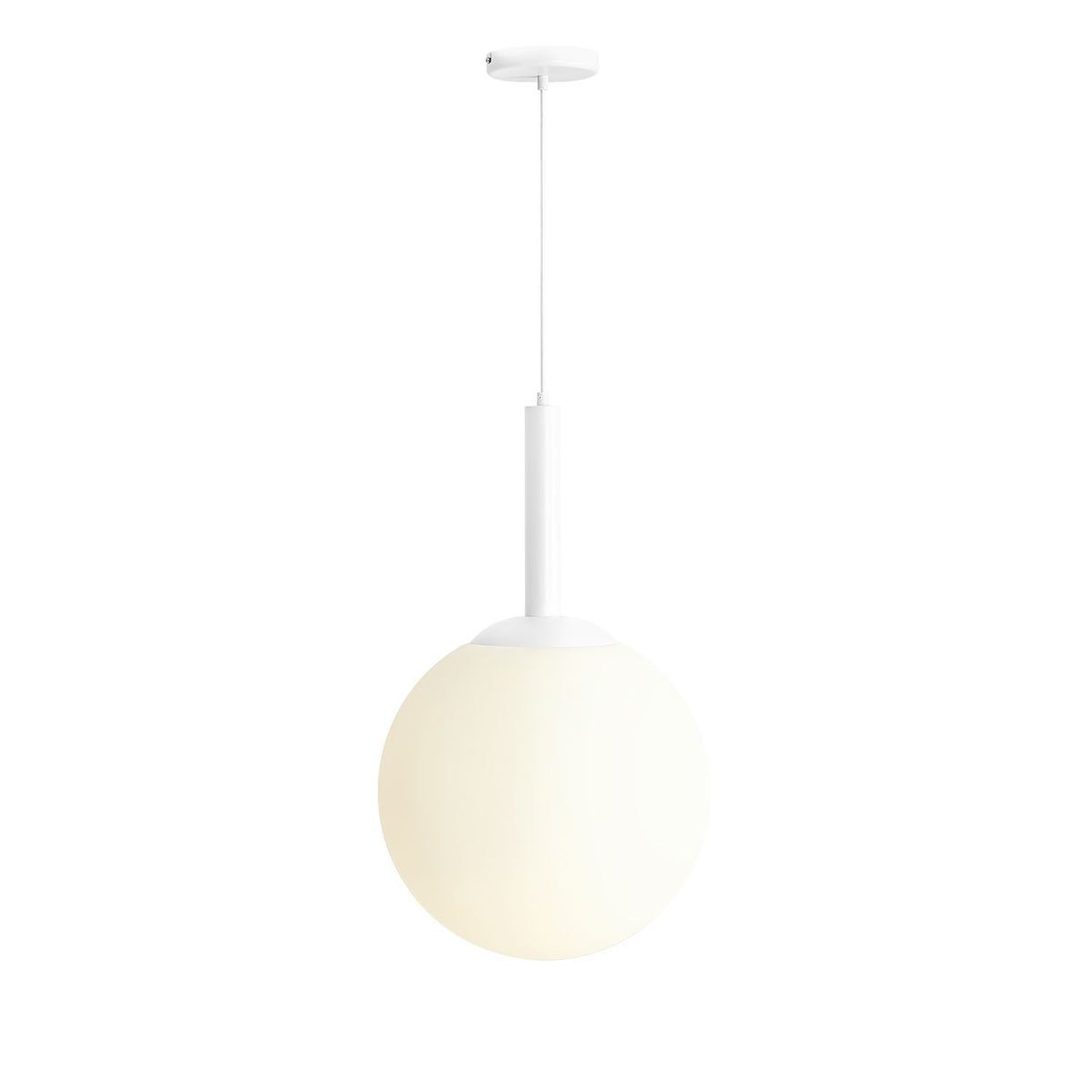 Blendarme Lampe à suspendre E27 Blanc Verre Métal 40 cm rond