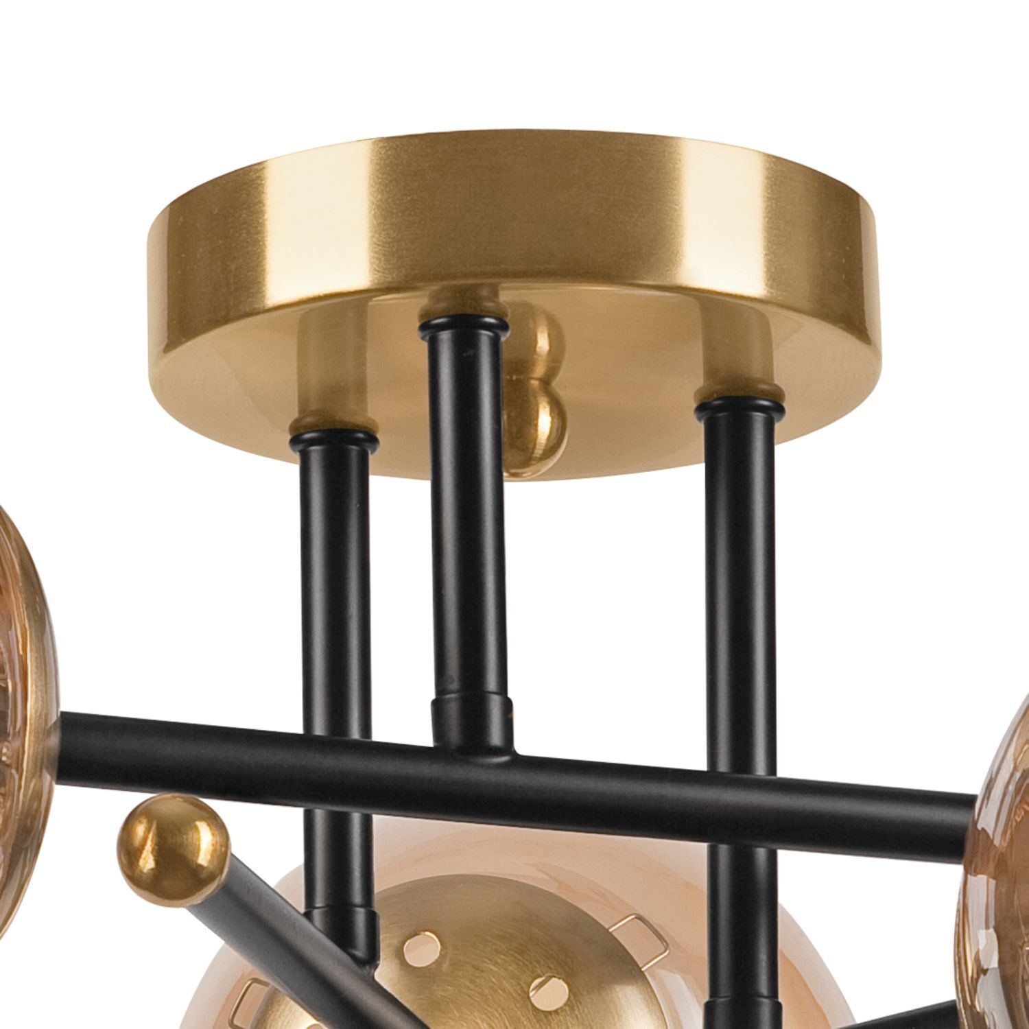 lamp, Deckenleuchte, schwarzes Metall, goldene Akzente, Mehrarm