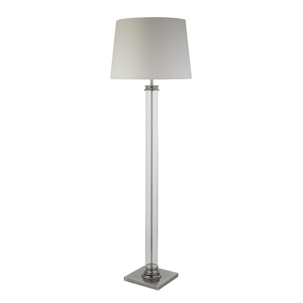 Lampadaire 156 cm en argent crème E27 tissu verre