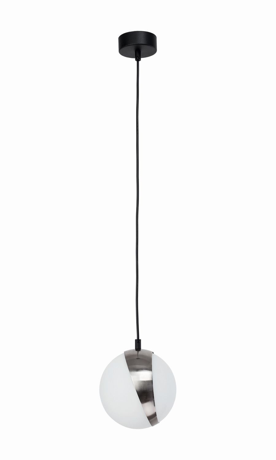 Runde Pendelleuchte Glas Metall E14 Schwarz Weiß Nickel