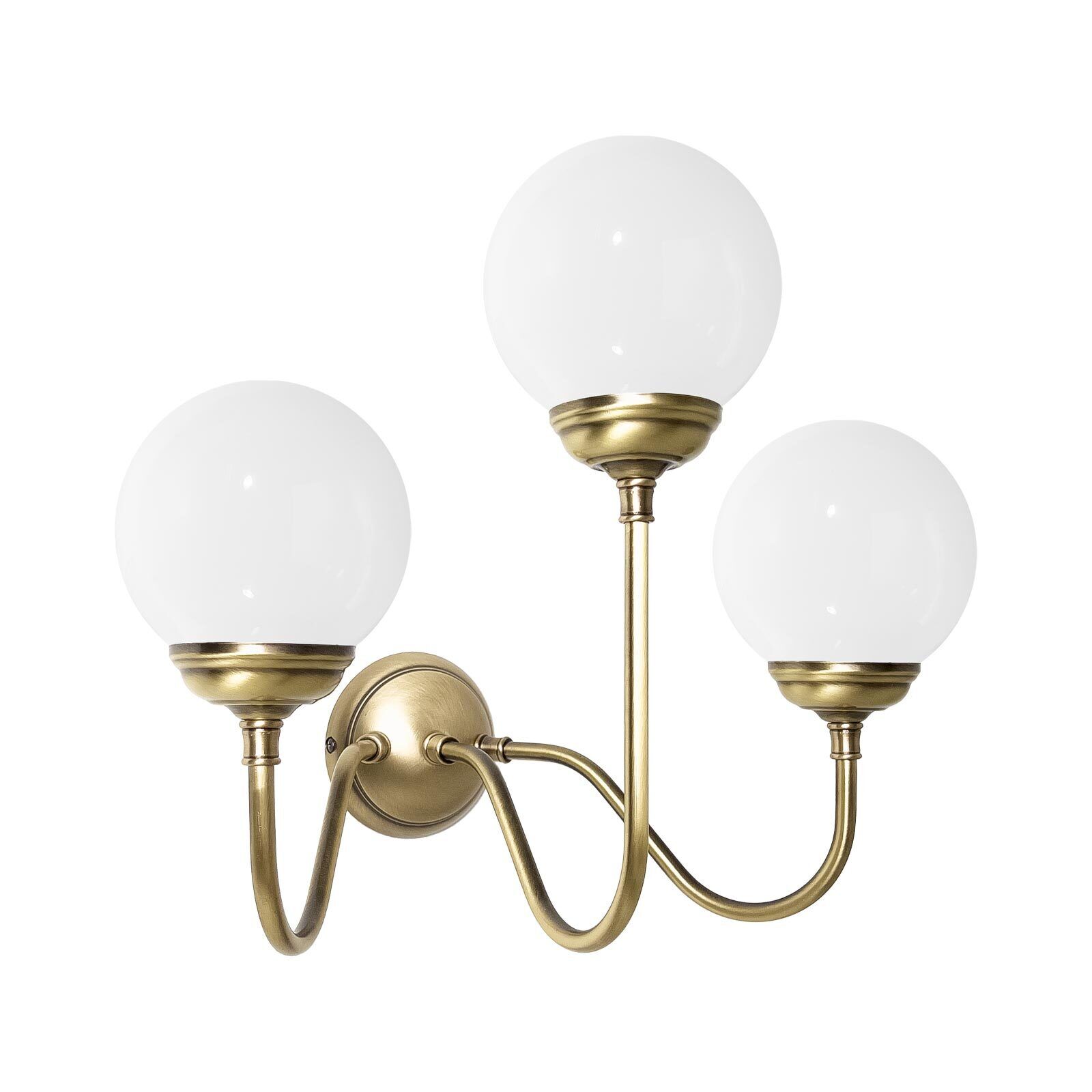 Wandlampe 3-flammig E14 Glas Echt-Messing B: 39 cm Leuchte, Lampe, Kronleuchter