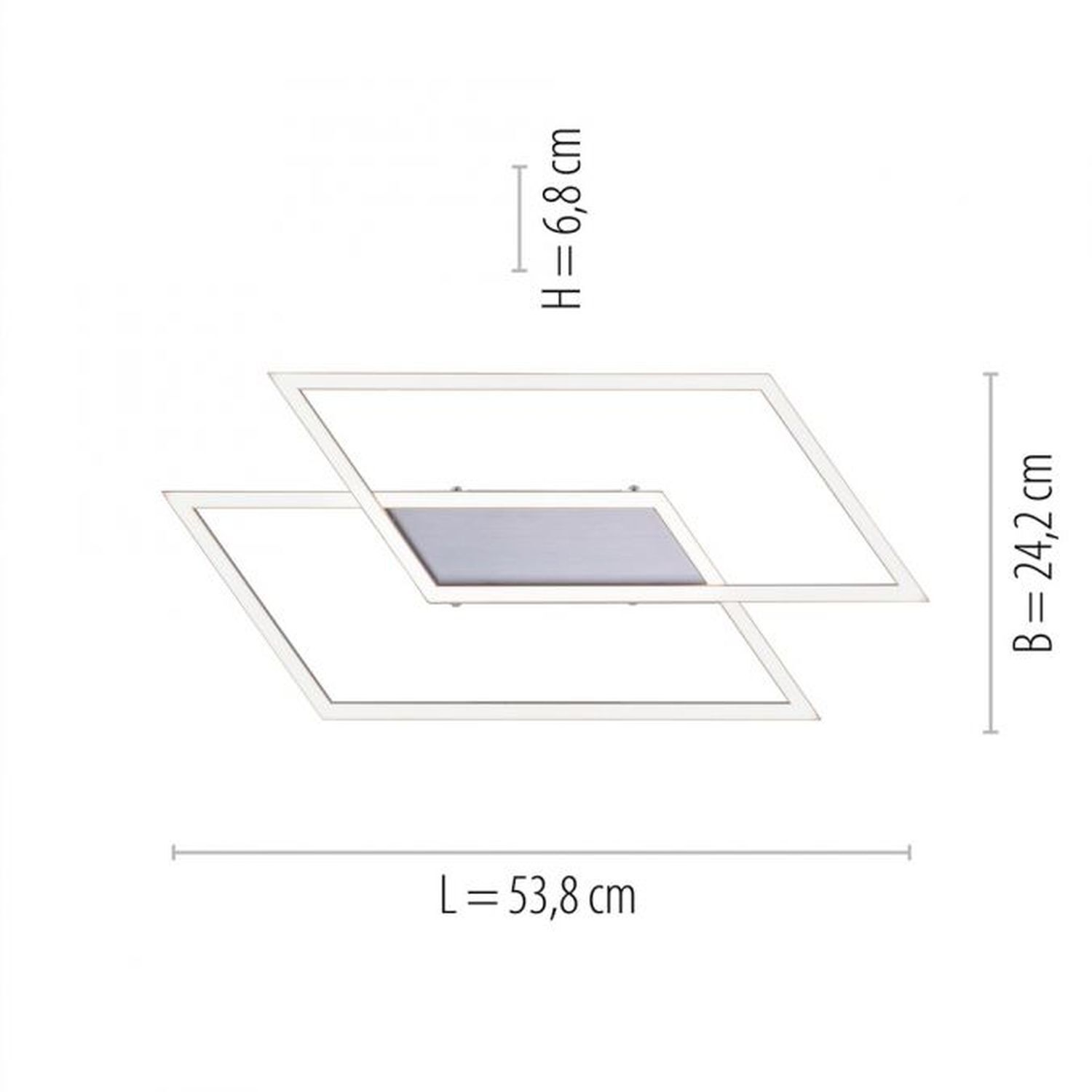 Dimmbare LED Deckenlampe L:53 cm Memory 24 W in Stahl