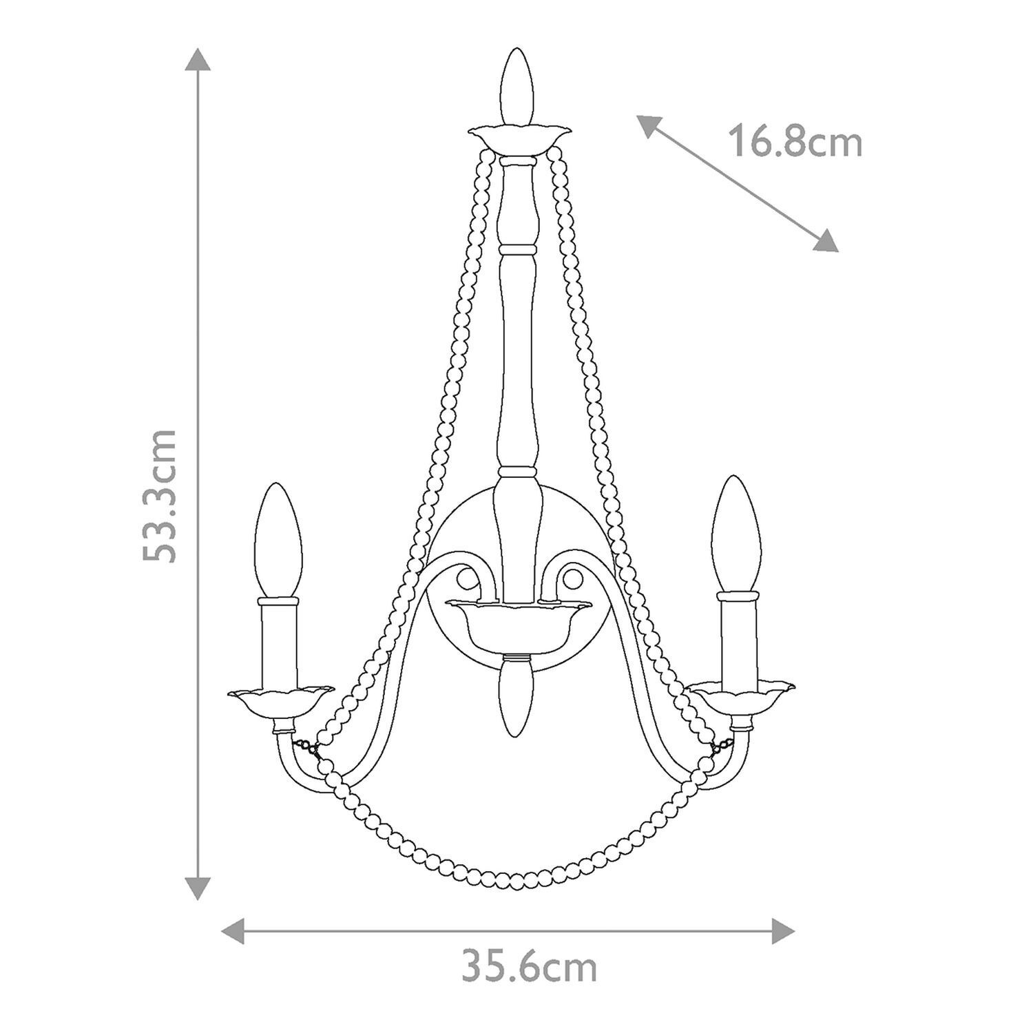 Shabby Wandleuchte Metall Holzperlen H: 53,3 cm Grau Antik Leuchter, Lampe
