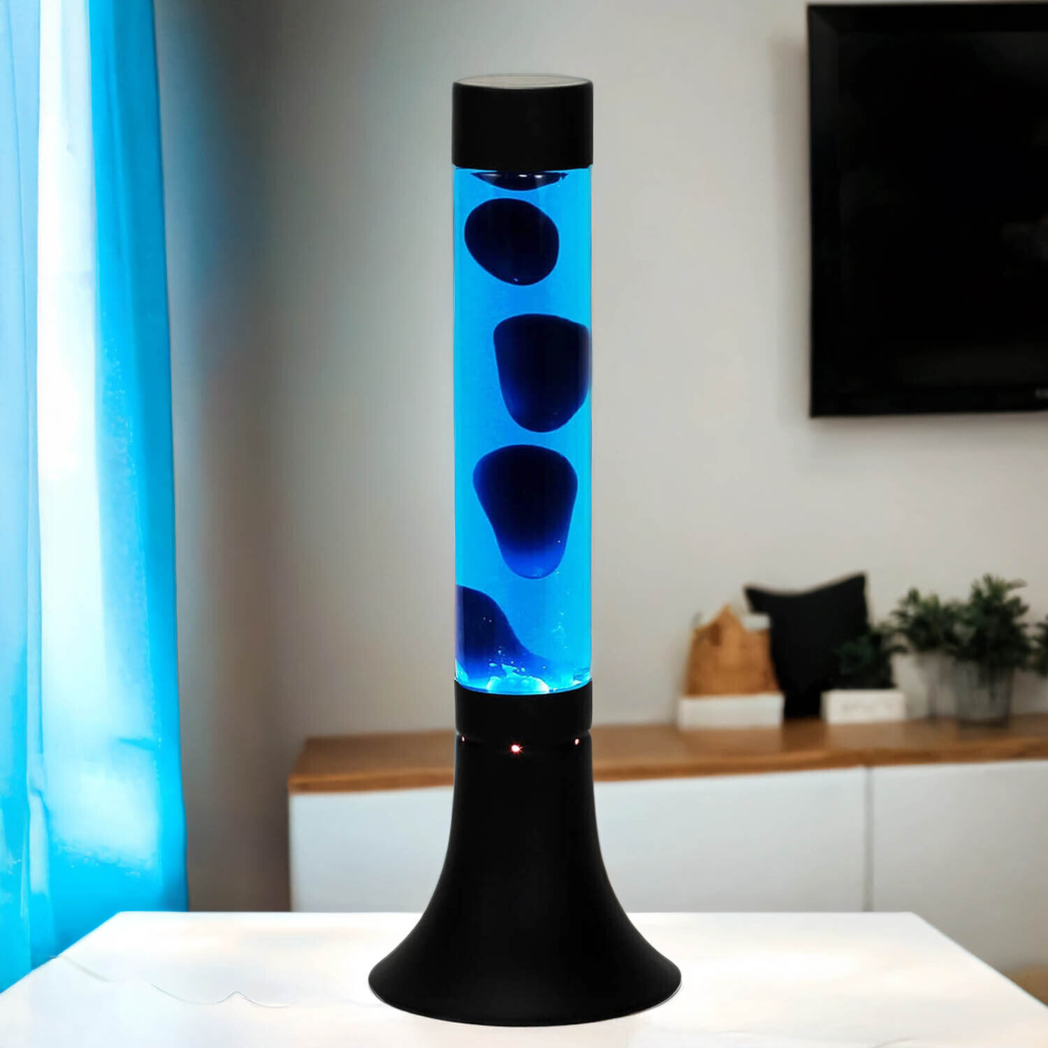 Lampe à lave stylée YVONNE Bleu H:38cm décoratif