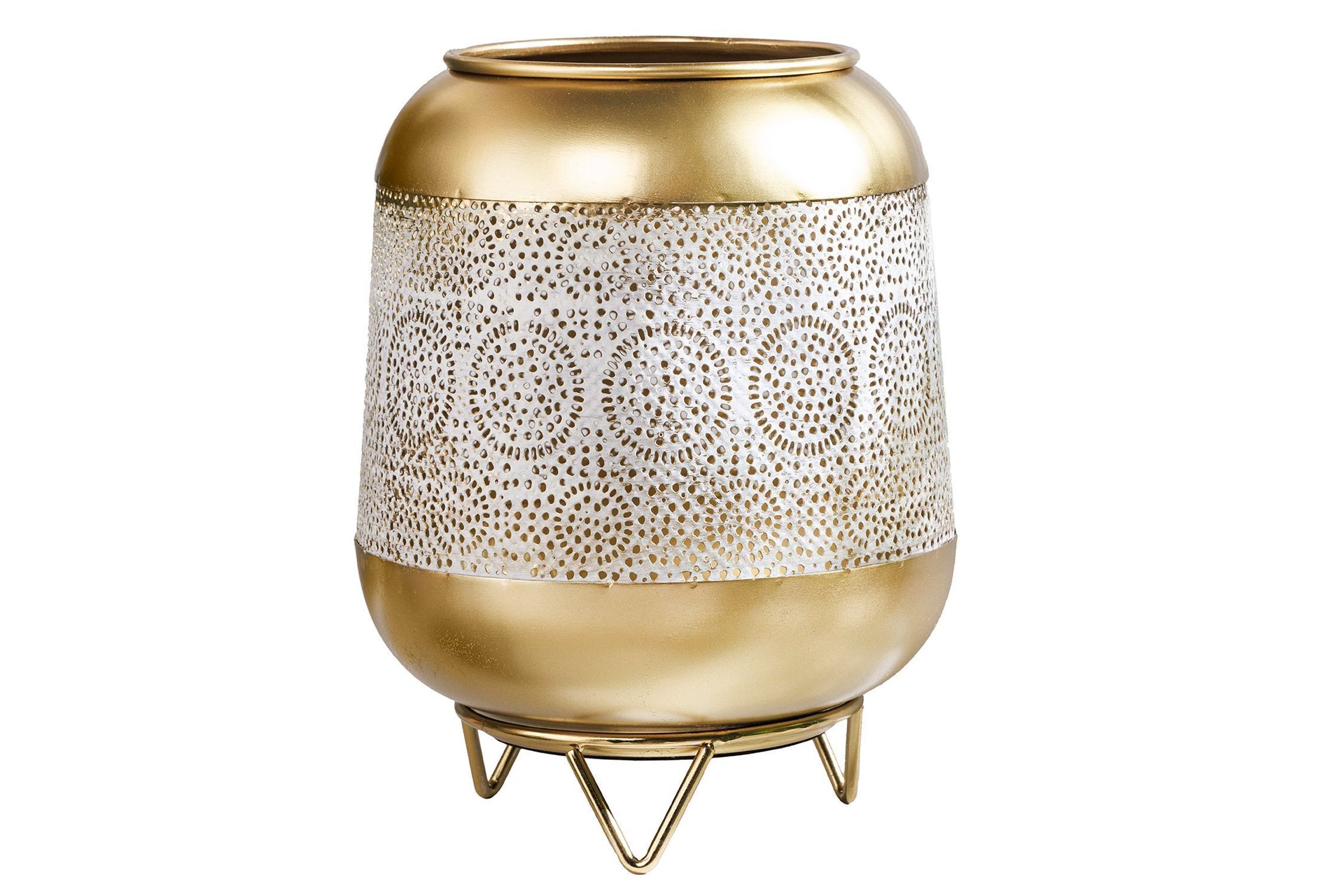 Kerzenhalter Weiß Gold aus Eisen H: 25 cm Handarbeit