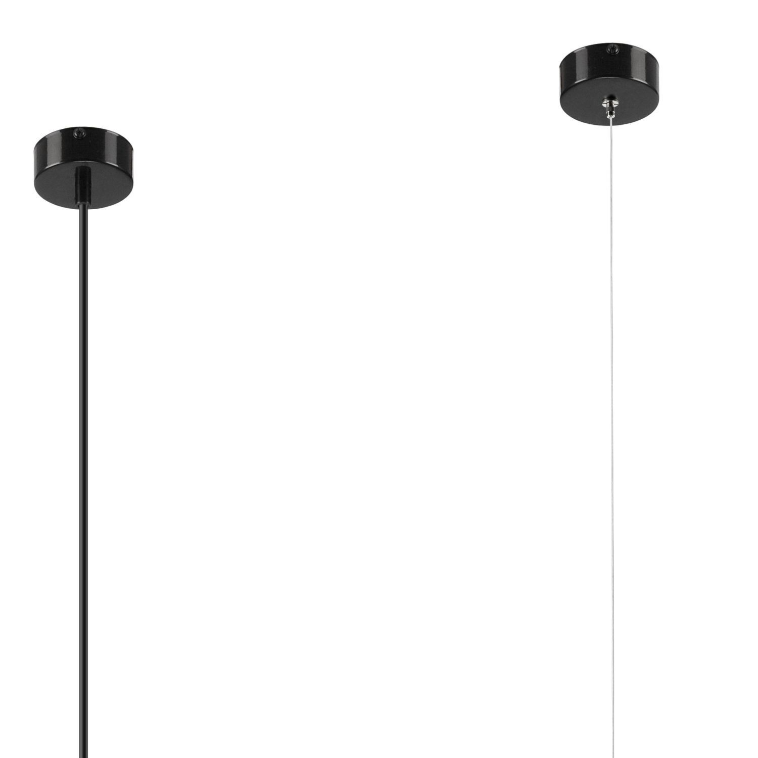Lampe à suspendre verre métal L : 48 cm noir blanc Abat-jour sphérique