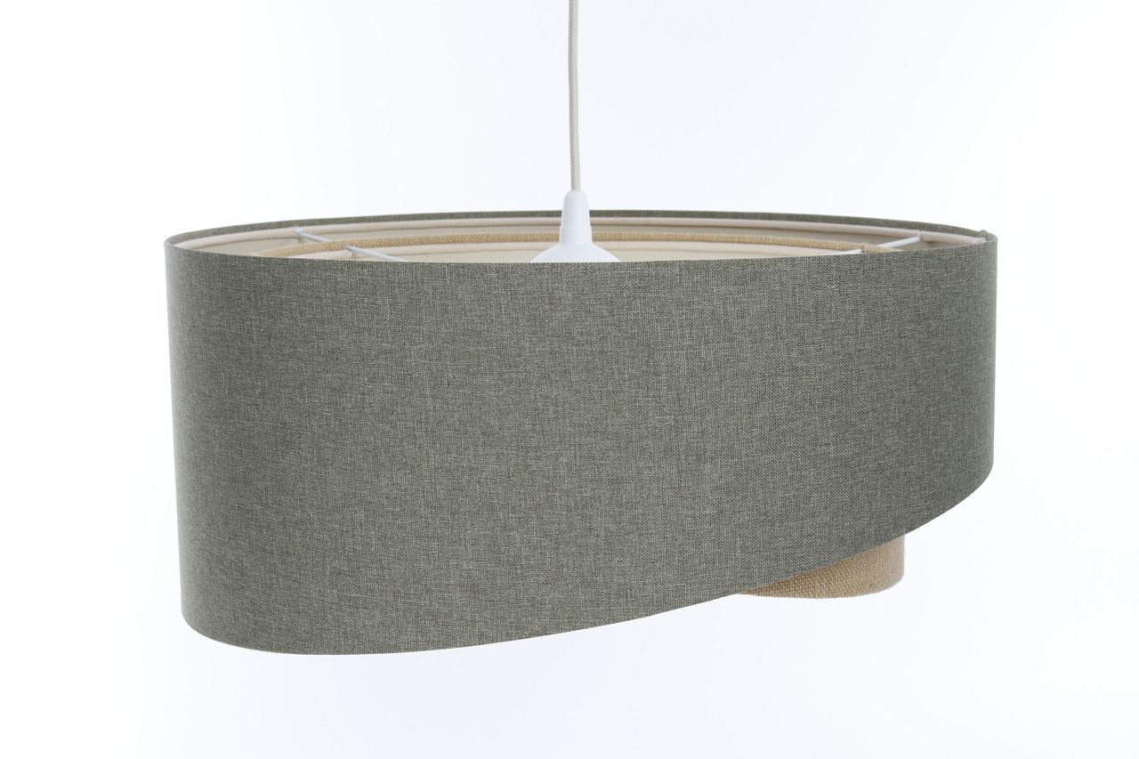 Pendelleuchte rund Ø 40 cm E27 Grün Beige Stoff Modern Lampe, Lampenschirm