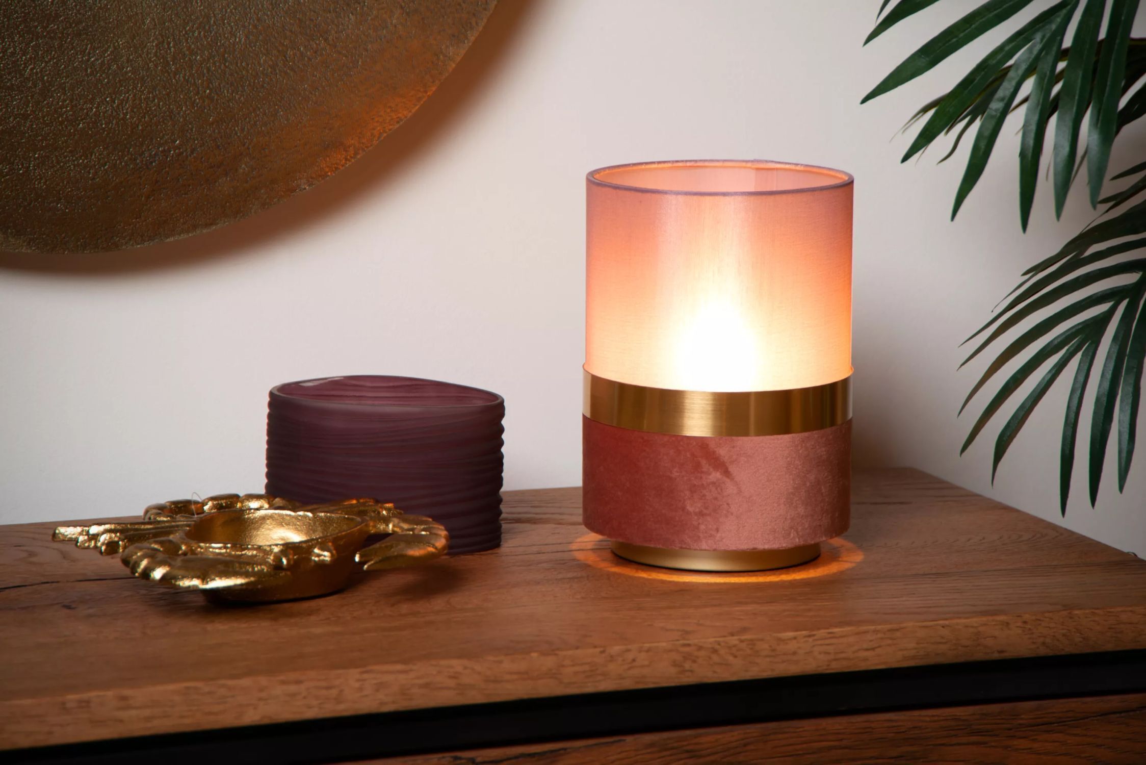 Elegante Tischlampe Stoff Pink Gold E14 22 cm Vintage Lampe
