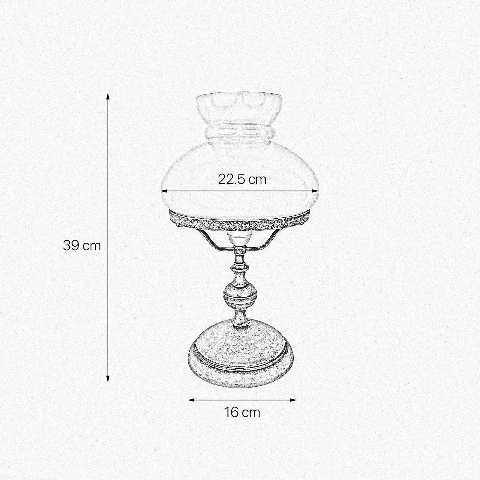 Lampe de table laiton verre 39 cm en bronze antique crème E14