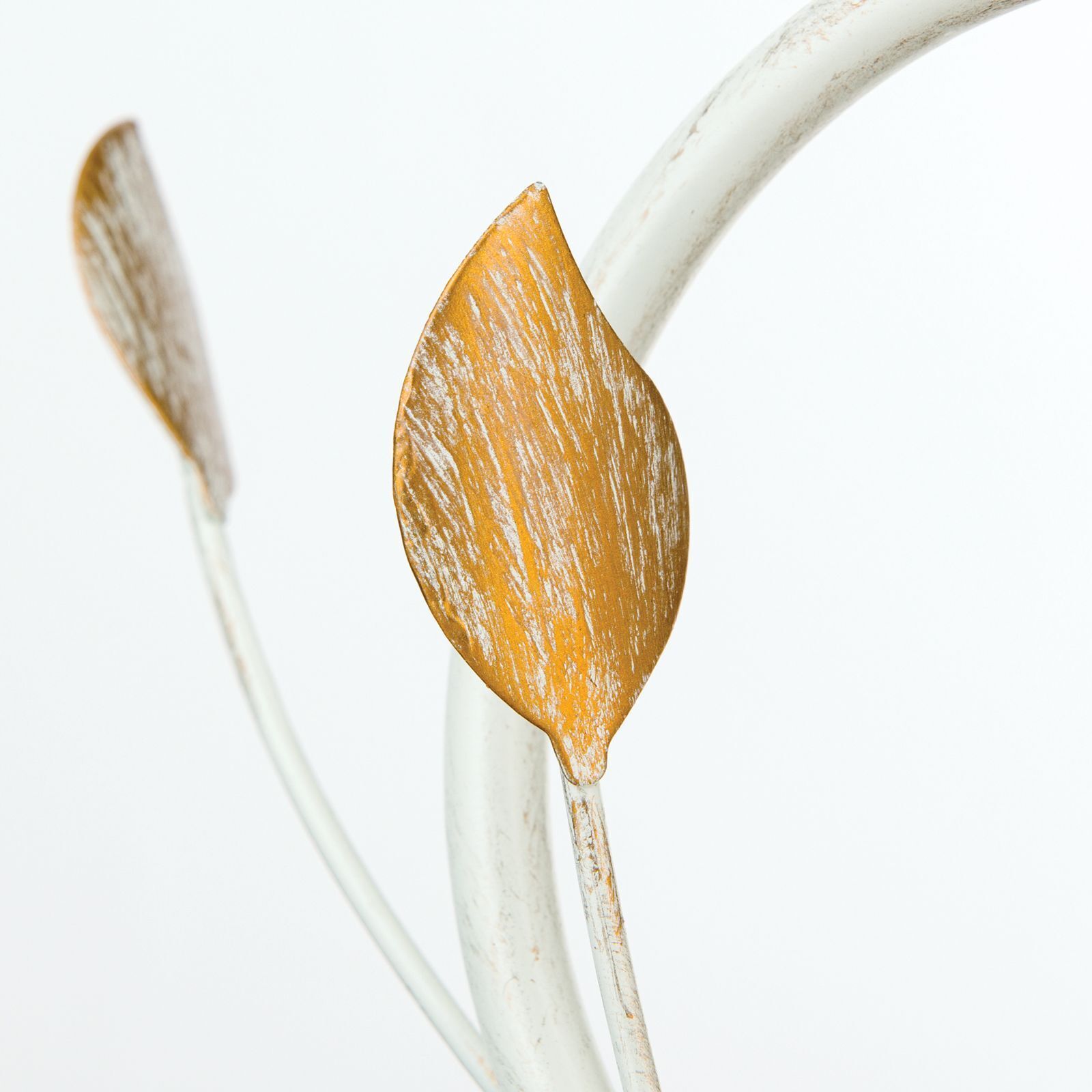 Tischleuchte Metall Glas 33 cm hoch E14 Landhaus OSKAR blatt, metallischer stiel, goldenes blatt, antik-optik, dekorativ