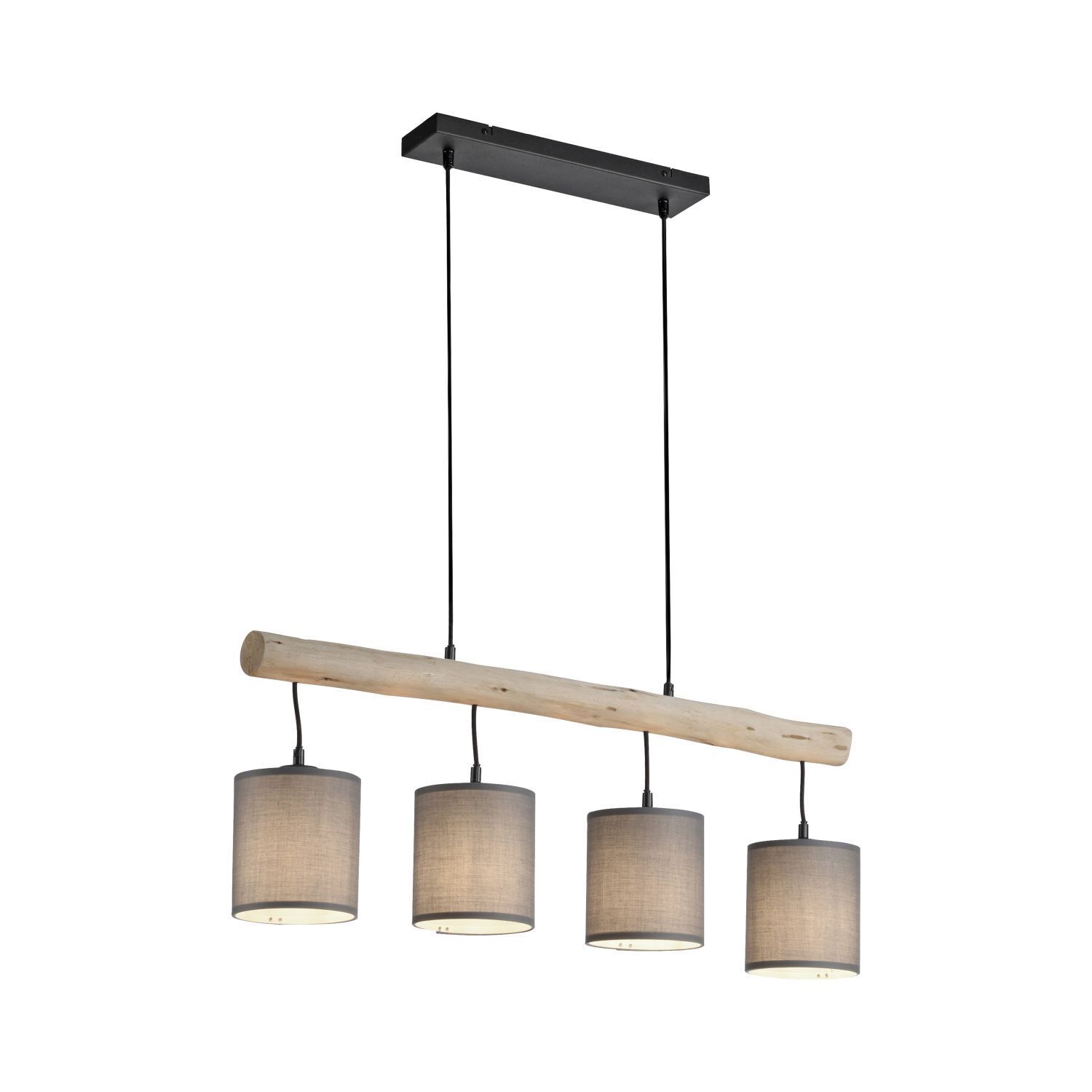 Lampe à suspendre pauvre en fleurs, poutre en bois, tissu 82,5 cm de long