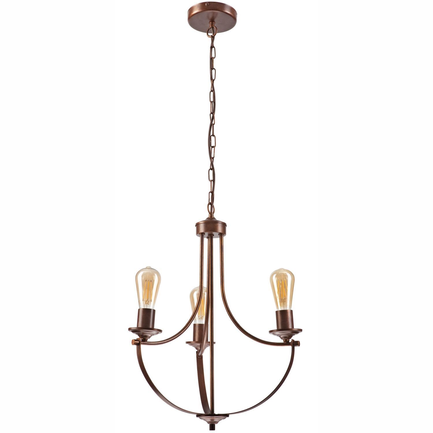Lustre Métal Rustique Ø 42 cm 3 branches E27 Marron