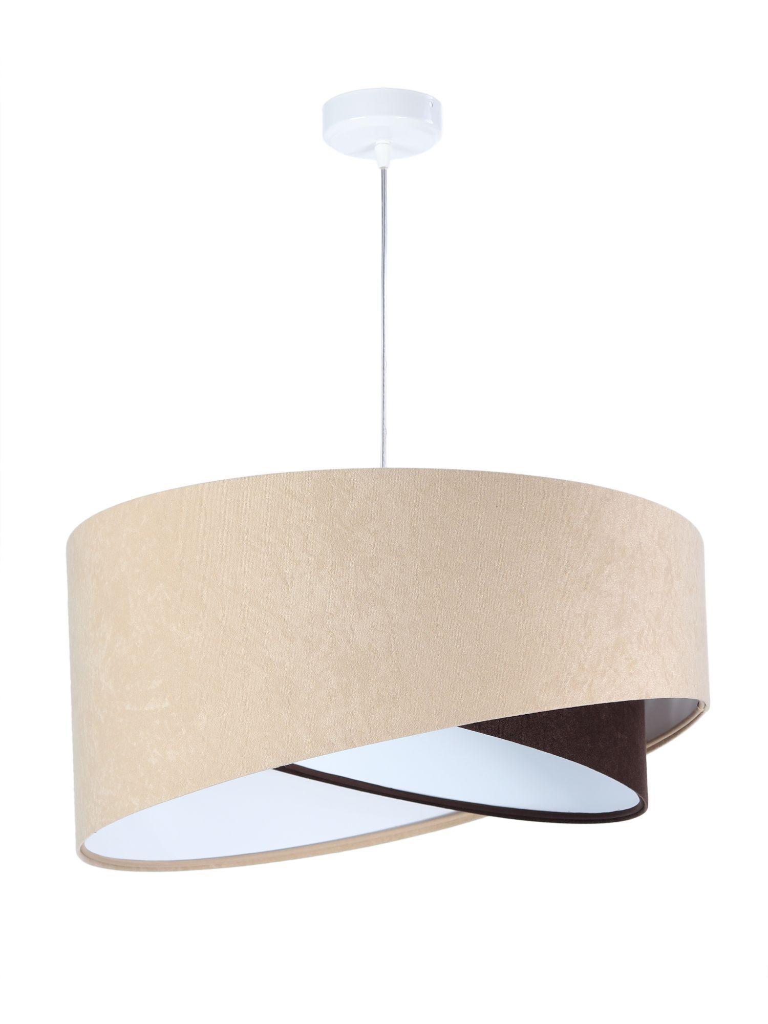 Lampe à suspendre Beige Noir Blanc Tissu rond Lampe