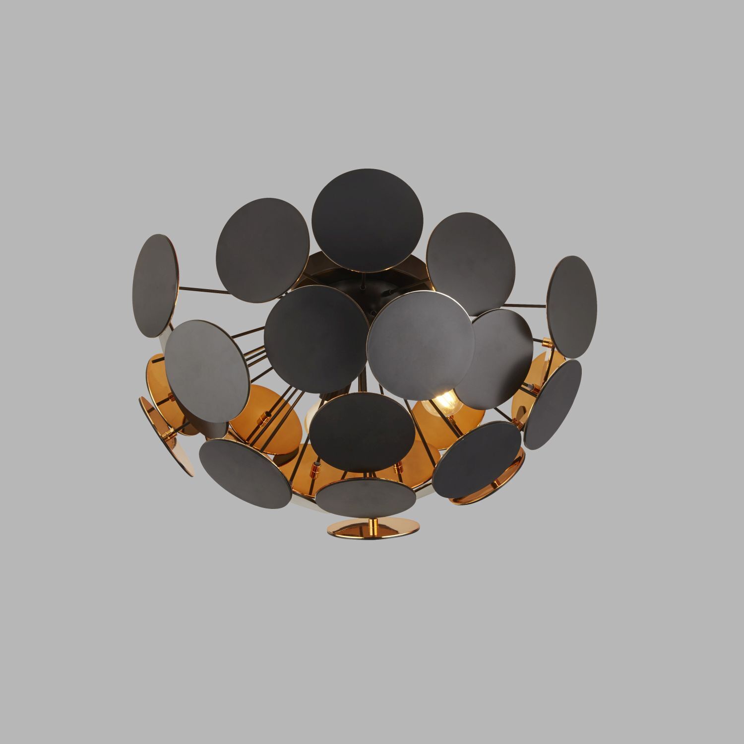 Deckenleuchte Metall Schwarz Gold Ø 52 cm 3x E14 Modern