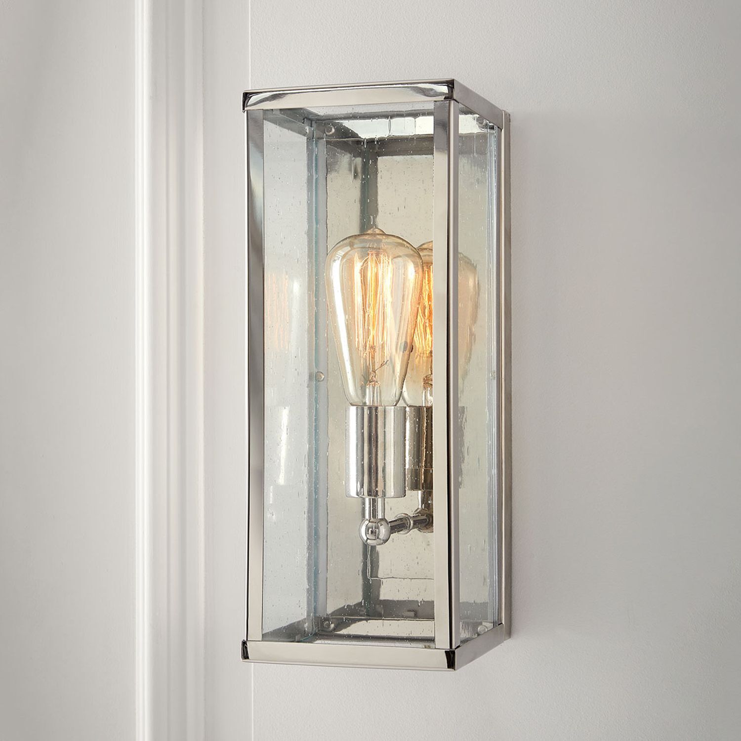 Wandleuchte innen Glas Metall eckig Modern in Nickel