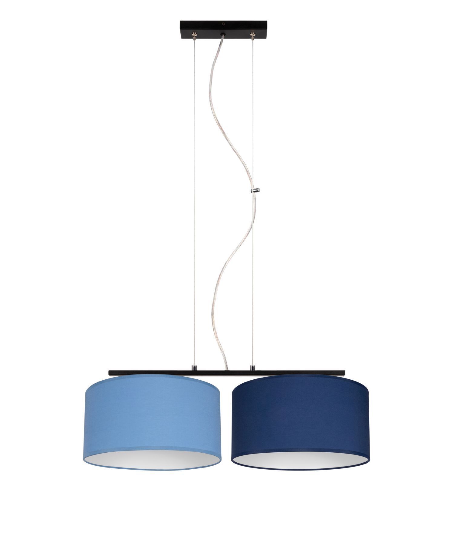 Längliche Hängelampe Stoff Schwarz Blau E27 L:70 cm