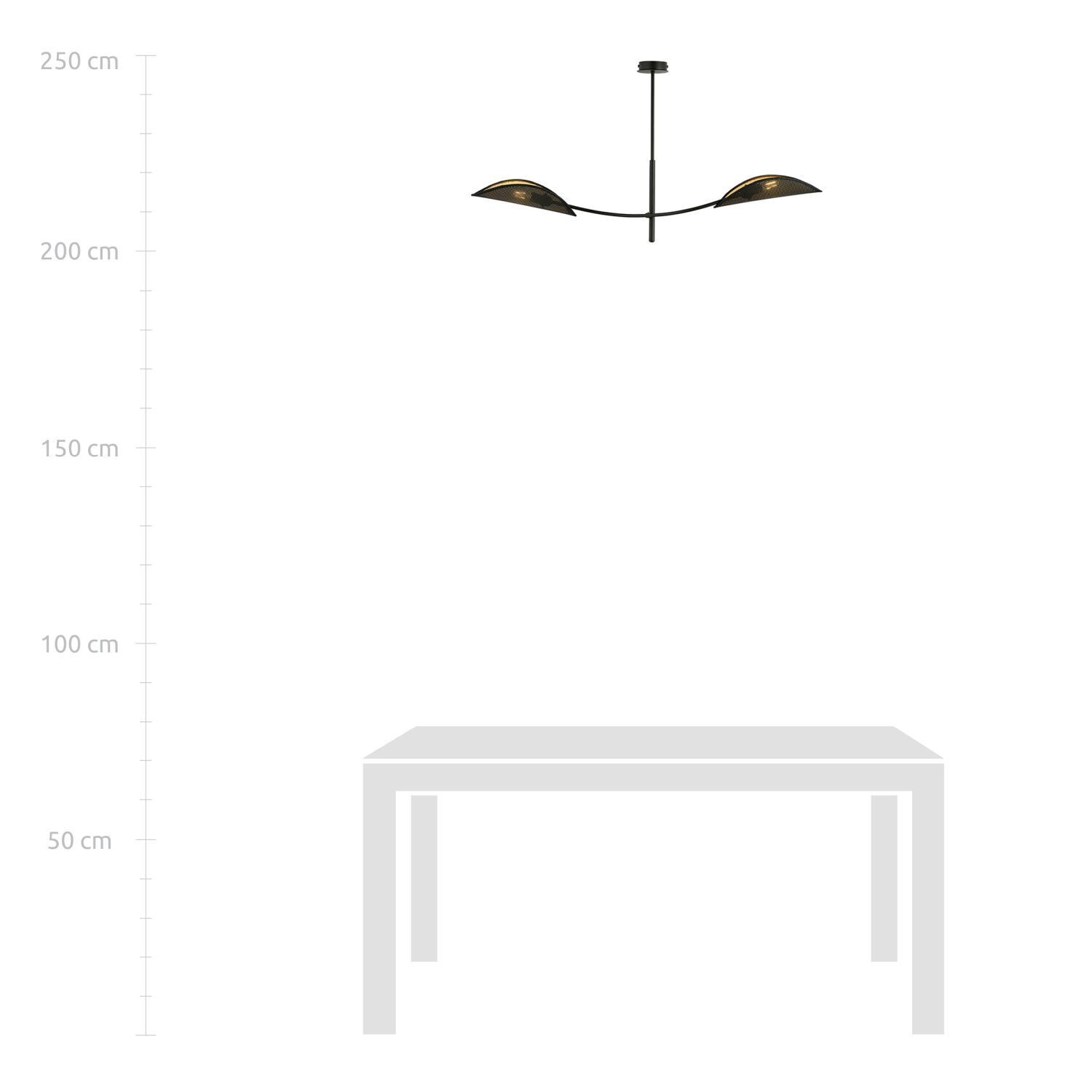 Plafonnier tissu métal 103 cm de long pivotant en noir or