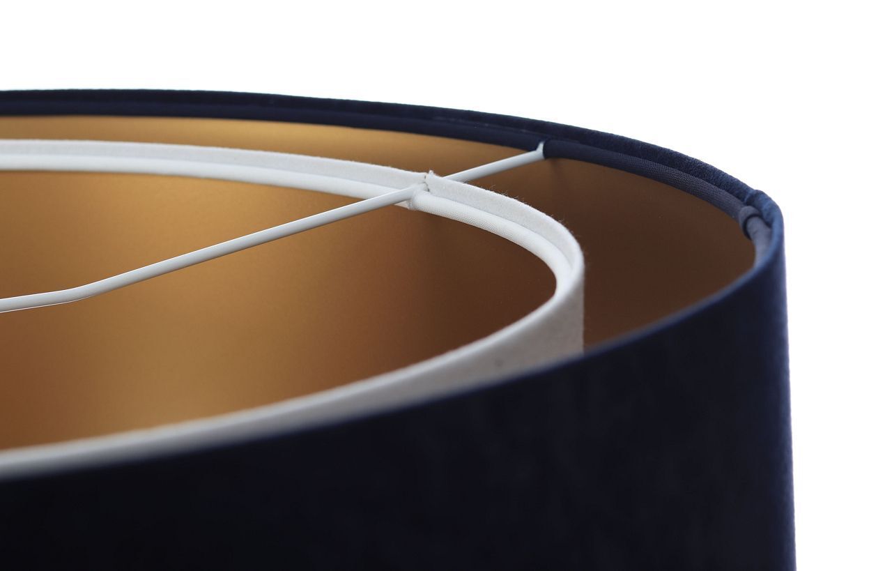 Pendelleuchte Stoff Blau Weiß Gold E27 rund D: 50 cm