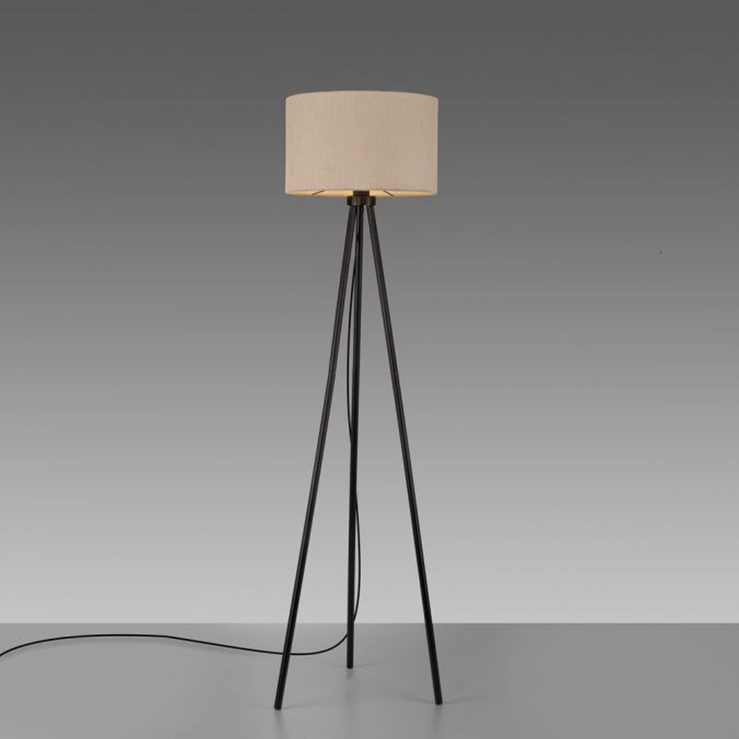Dreibein Stehleuchte Stoff Beige blendarm E27 160 cm Lampe