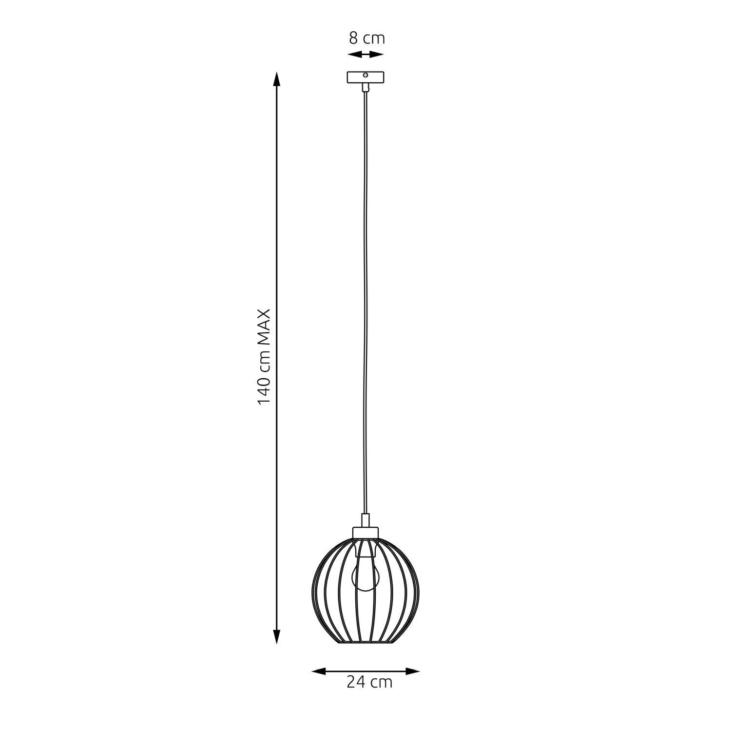 Suspension Noir Or Métal E27 Ø24 cm rond Rétro