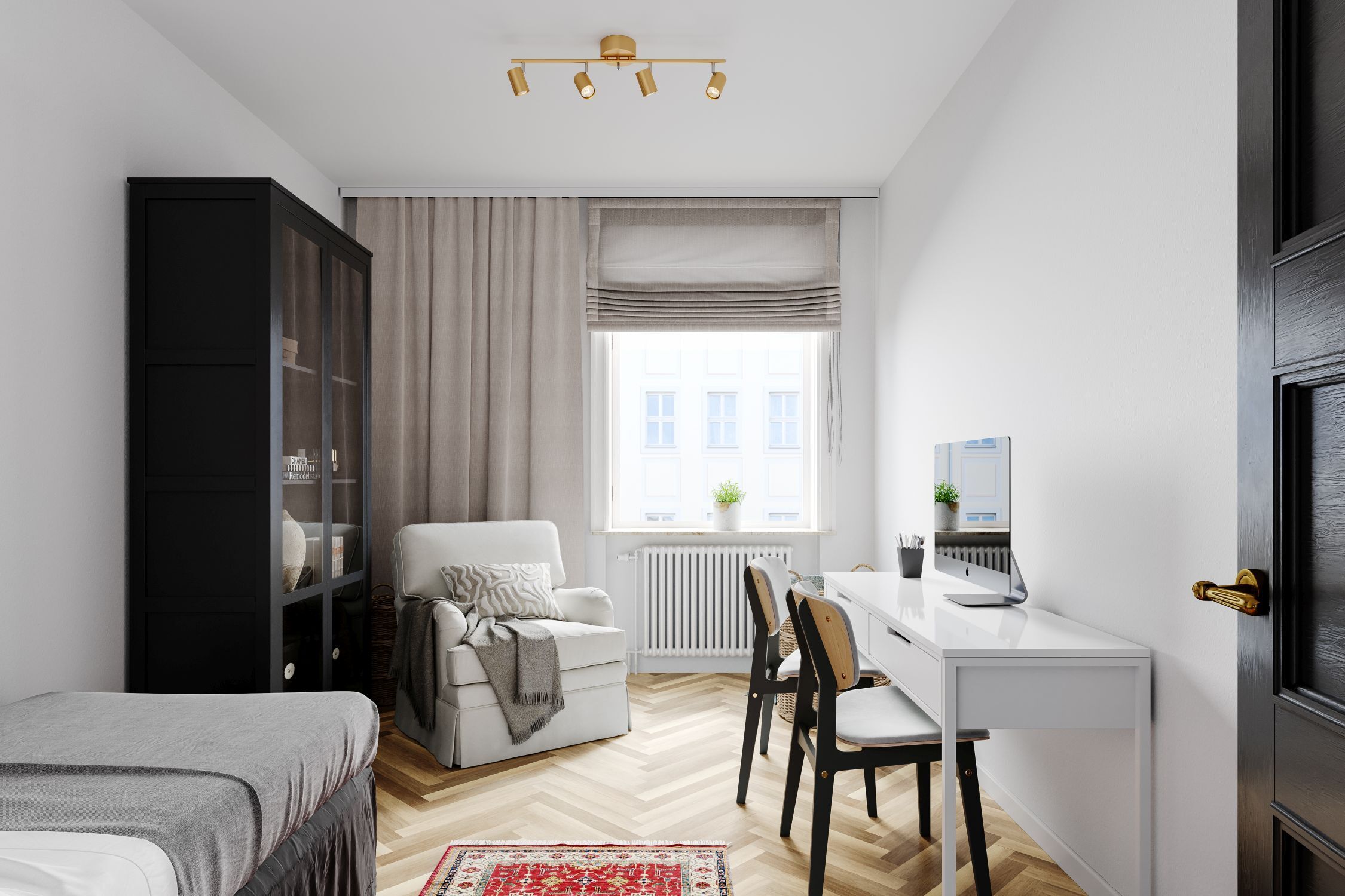 Deckenstrahler GU10 4-flammig länglich 83 cm in Gold Innenarchitektur, Inneneinrichtung, Mobiliar, Wohnzimmer, Tabelle